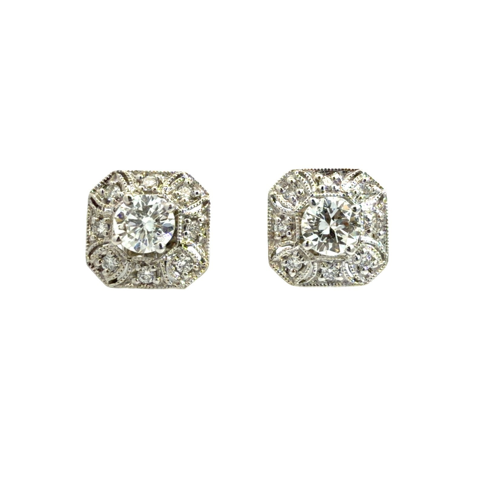 Vintage 14k White Gold 0.70cttw Diamond Stud 0.20cttw Diamond Enhancer Earrings5