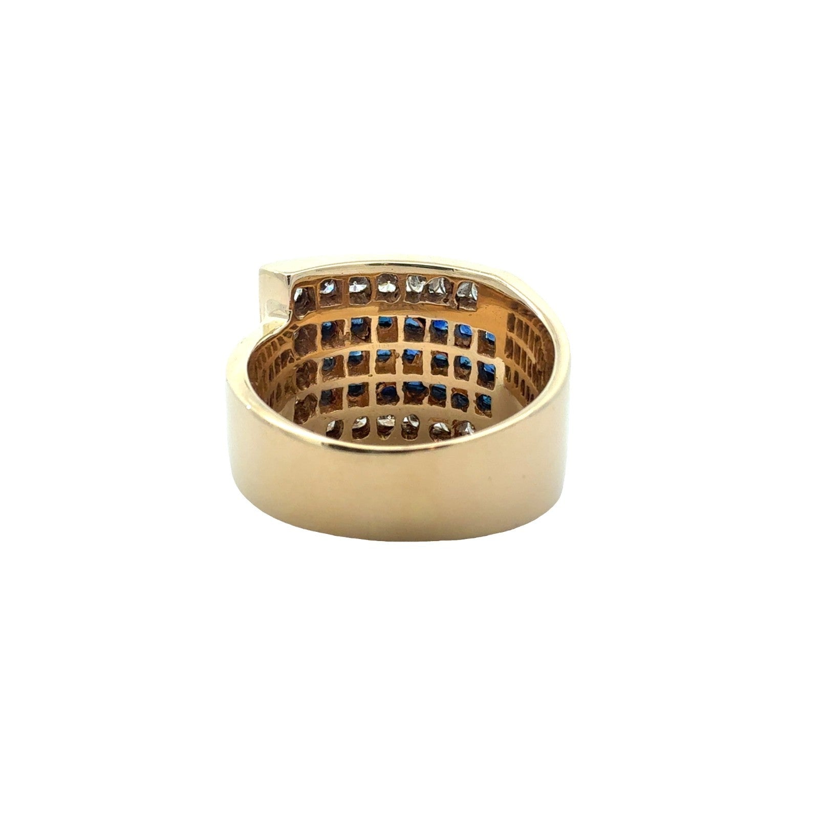 13.5k Yellow Gold 0.81cttw Diamond & 1.26cttw Sapphire Statement Ring Size 6.753