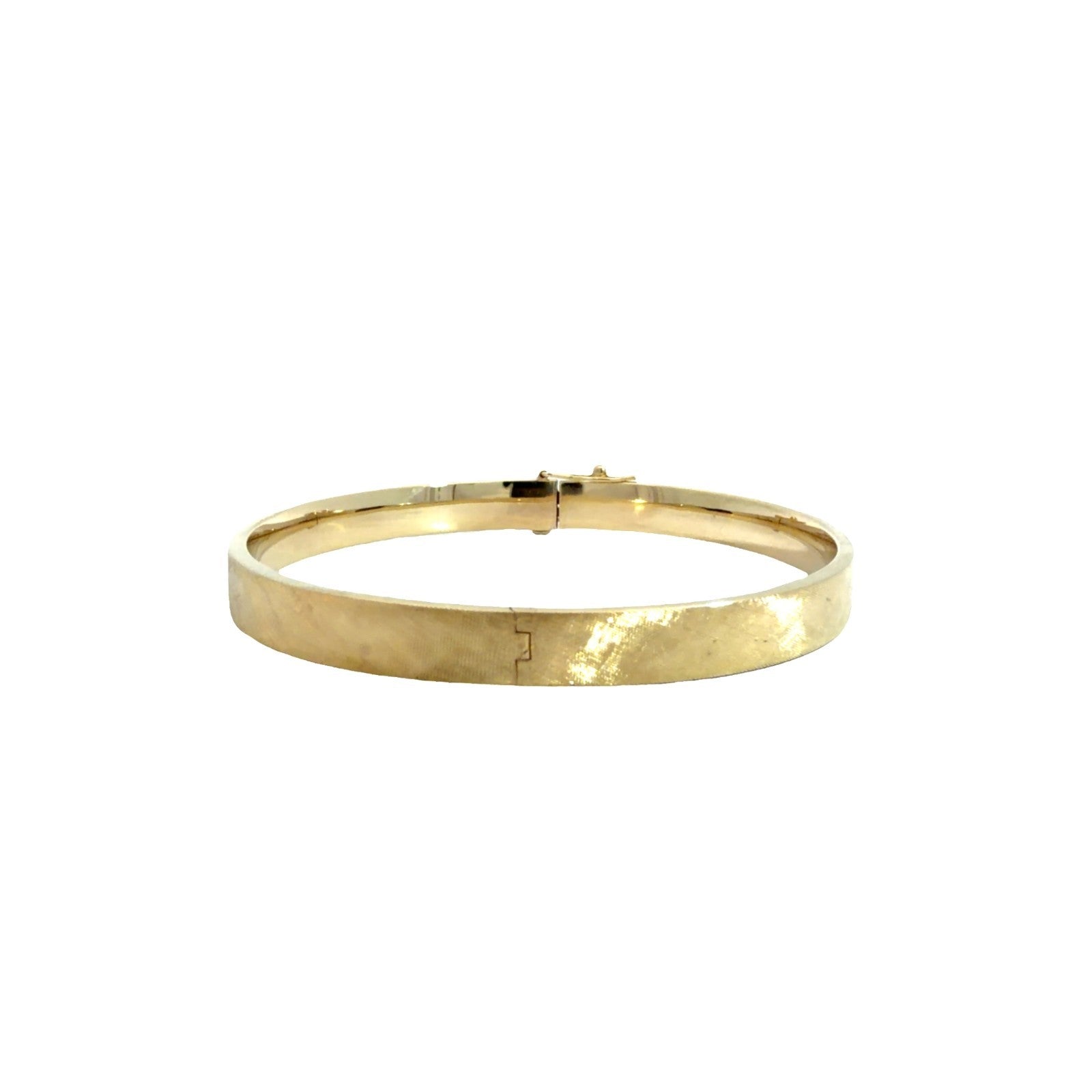 13k Yellow Gold Textured Hinged Bangle Bracelet 6.5"2