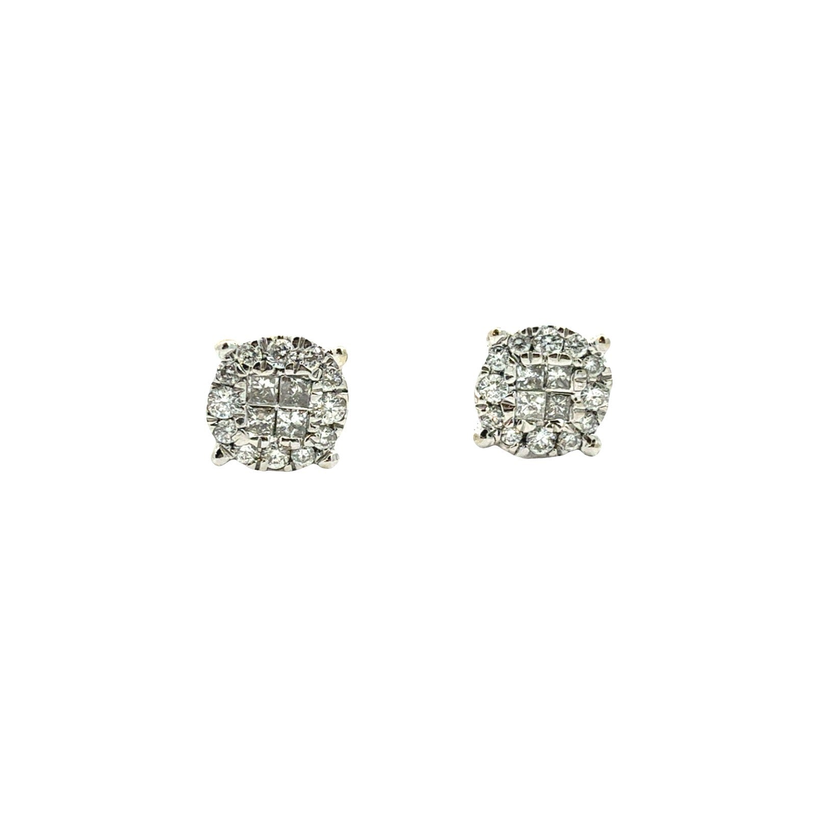 14k White Gold 0.26cttw Diamond Cluster Stud Earrings1