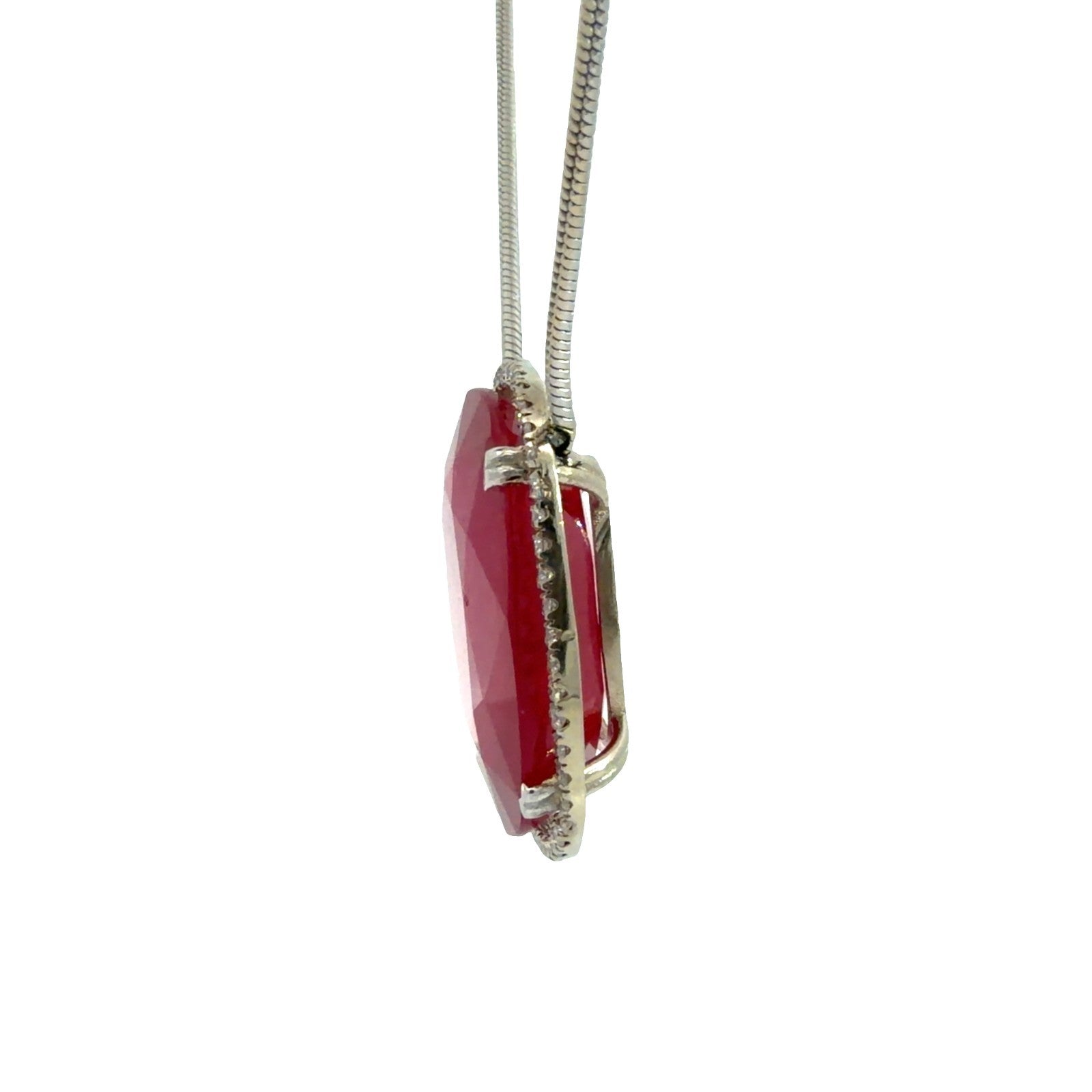 14k White Gold 43.06ctw Ruby and 0.91ctw Diamond Pendant Necklace1