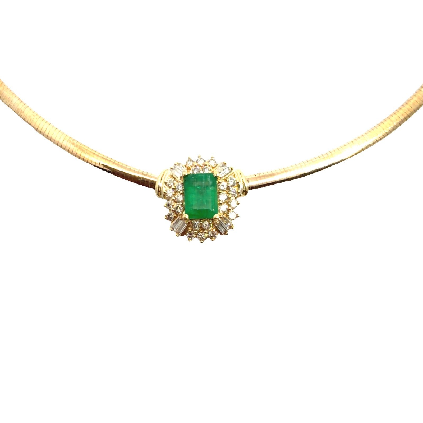 Vintage ADL 14k Yellow Gold 1.44tcw Emerald & 0.62cttw Diamond Necklace 17"0