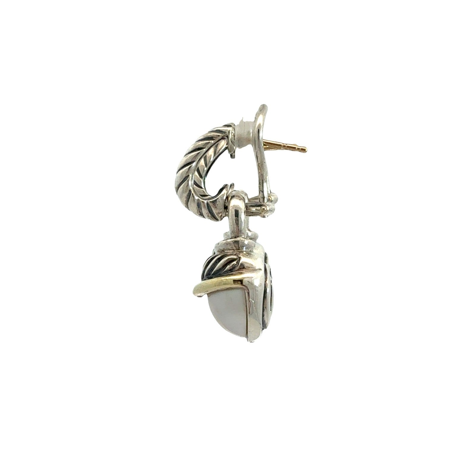 David Yurman Sterling Silver 14k Gold Accents & Pearl Acorn Drop Earrings1