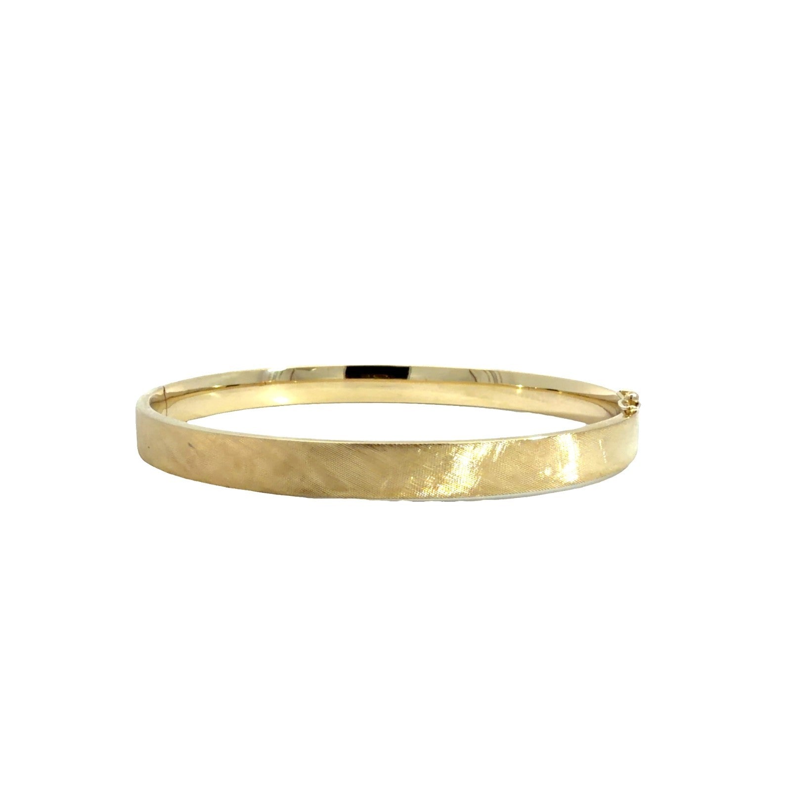 13k Yellow Gold Textured Hinged Bangle Bracelet 6.5"3