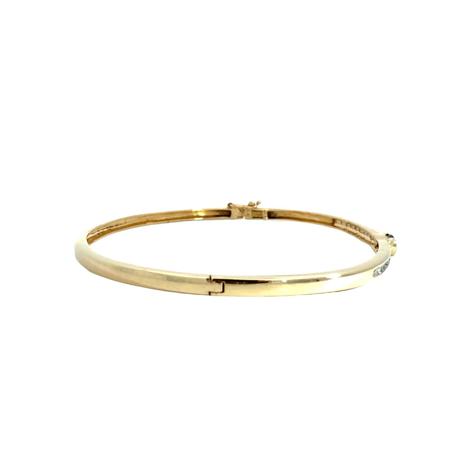 14k Yellow Gold Stamped 0.42cttw Blue Sapphire & 0.18ctw Diamond Bangle 7.5"2