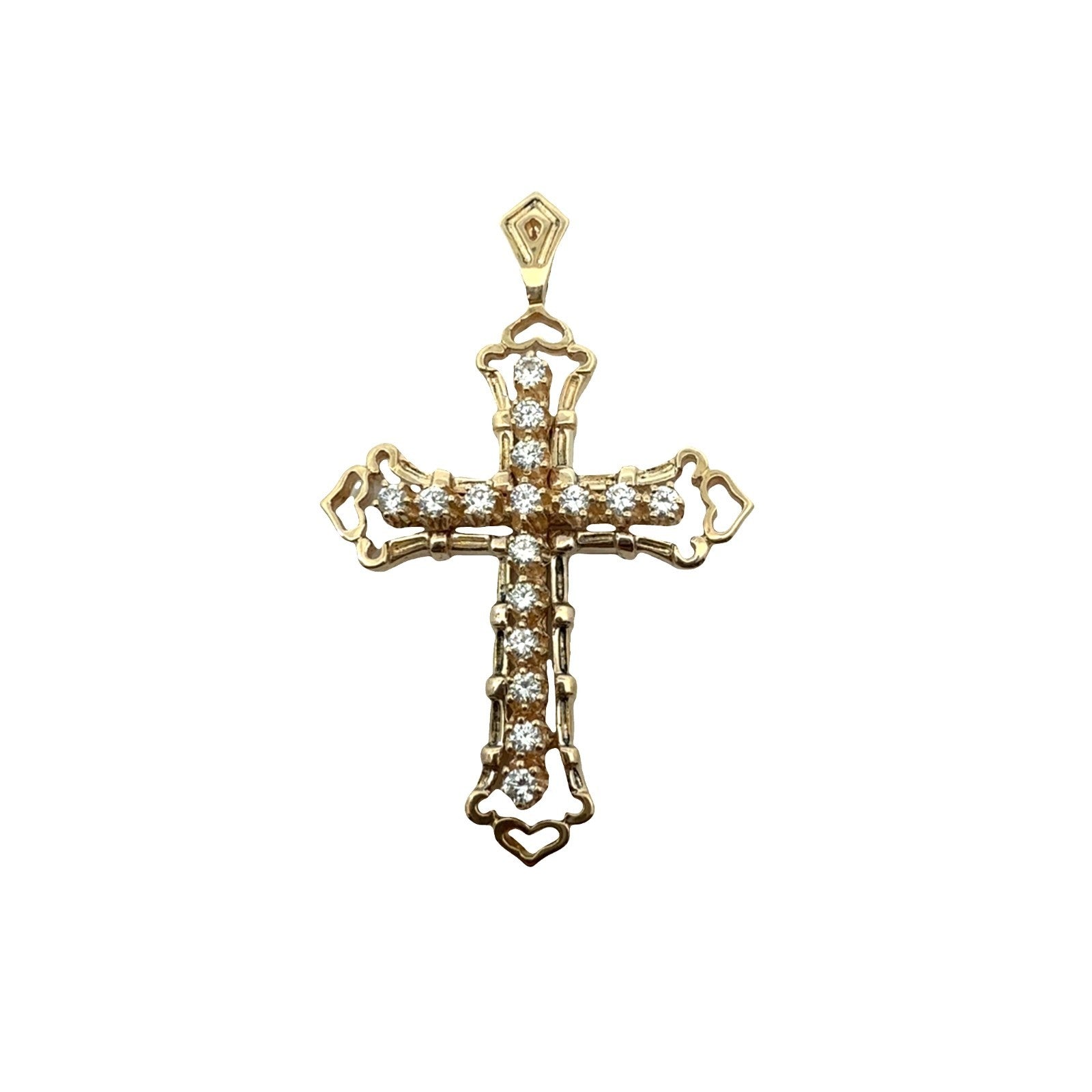 14k Yellow Gold and 0.60ctw Diamond Cross Pendant0
