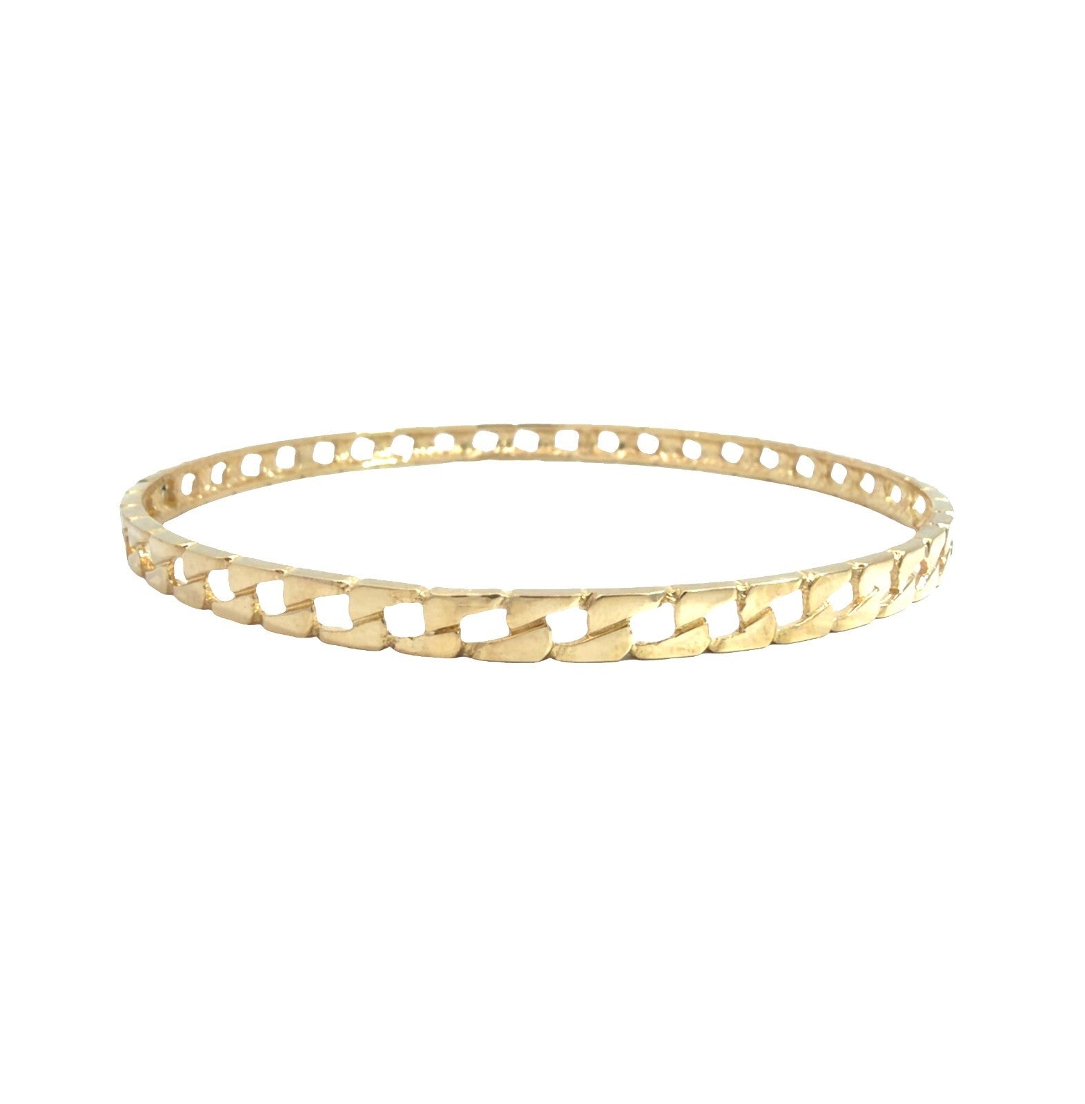 14k Yellow Gold Curb Link Style Bangle 8"2