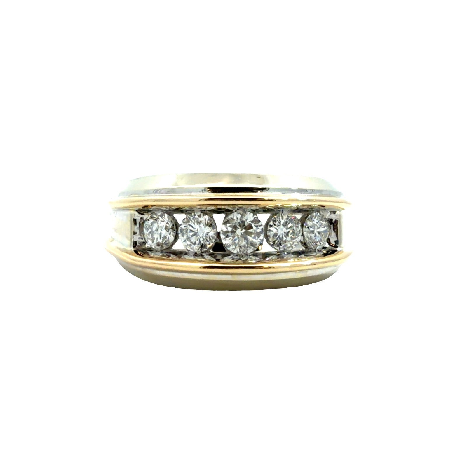 14k Yellow/White Gold Channel Set 0.87ctw Diamond Men's Band Ring Size 100