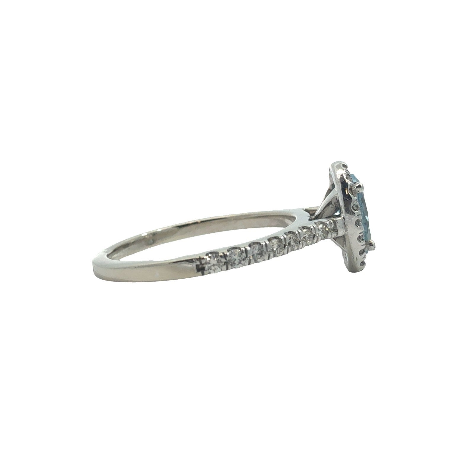 14k White Gold Stamped 0.31ctw Diamond & 0.61ctw Oval Aquamarine Ring2