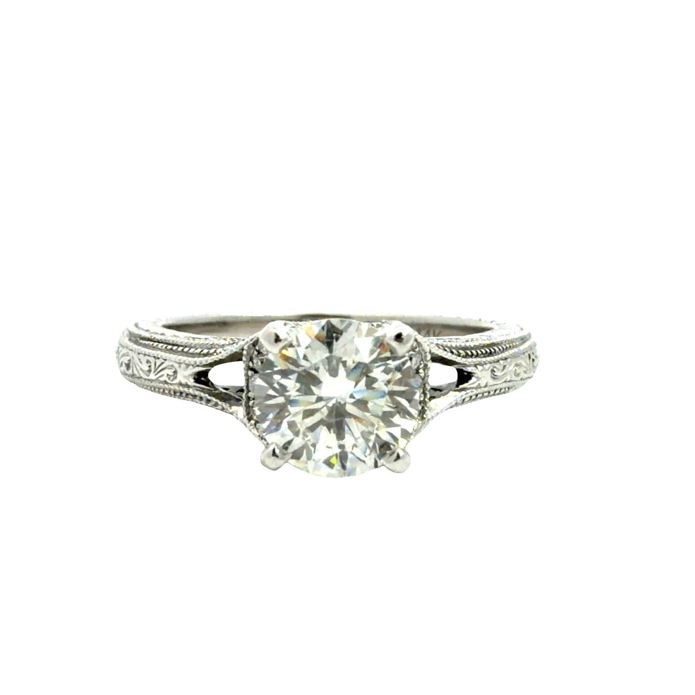 Neil Lane Vintage-Style 14k White Gold Milgrain 1.14cttw Diamond Engagement Ring0