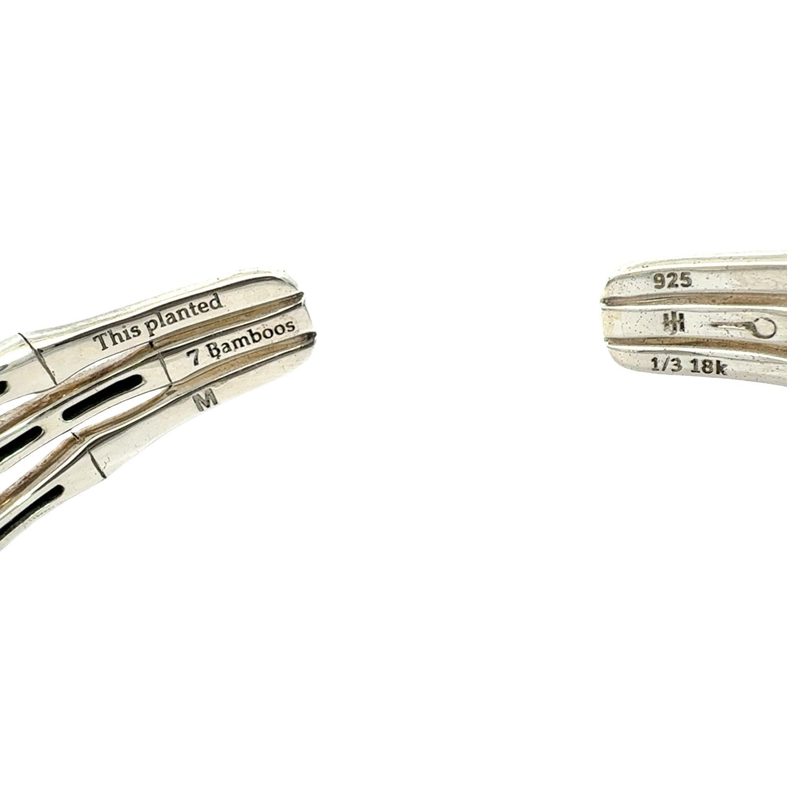 John Hardy Sterling Silver 18k Yellow Gold Multi-Tone Bamboo Cuff Bangle5