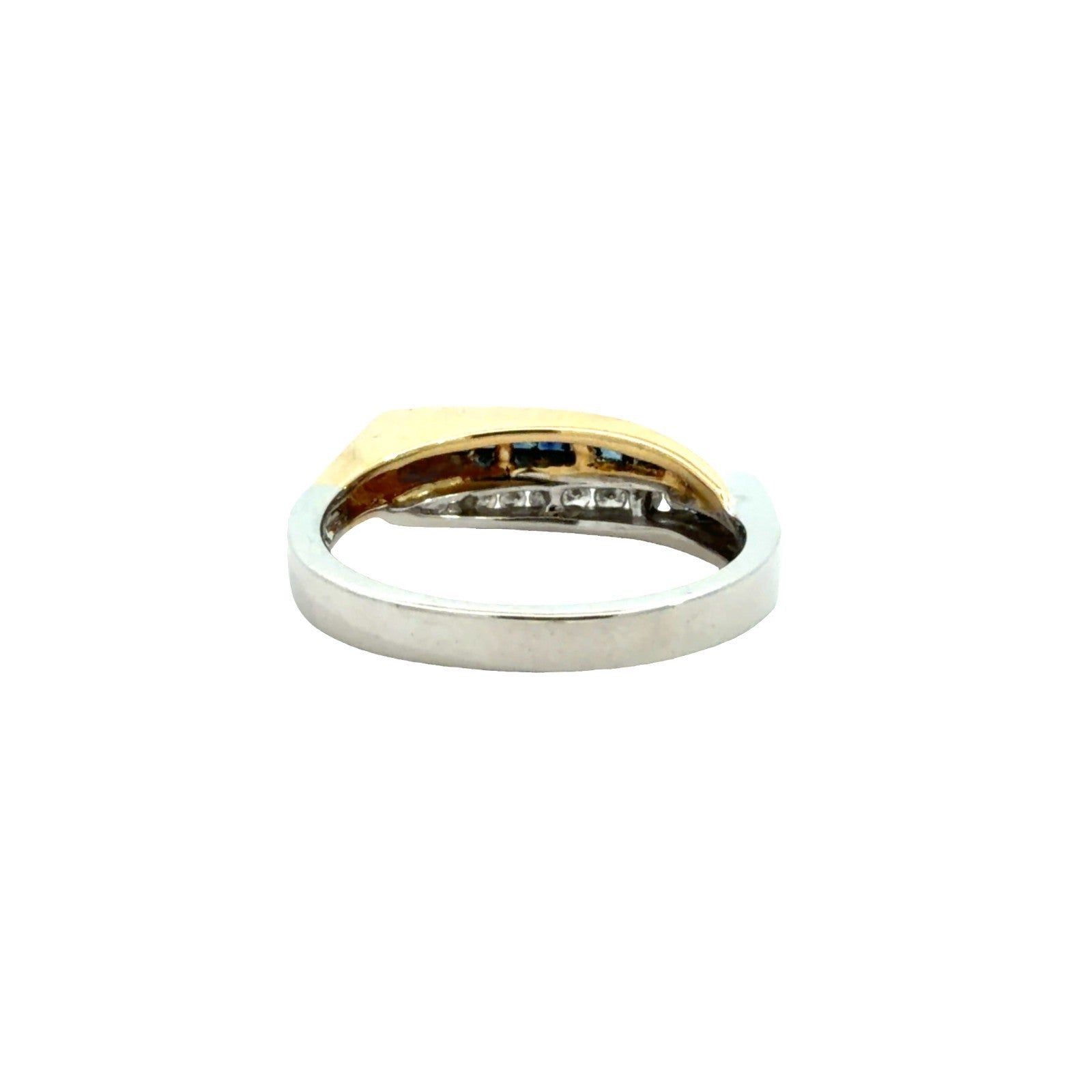 14k Two-Tone Gold Channel Set 0.17cttw Sapphire & 0.13cttw Diamond Bypass Ring 72