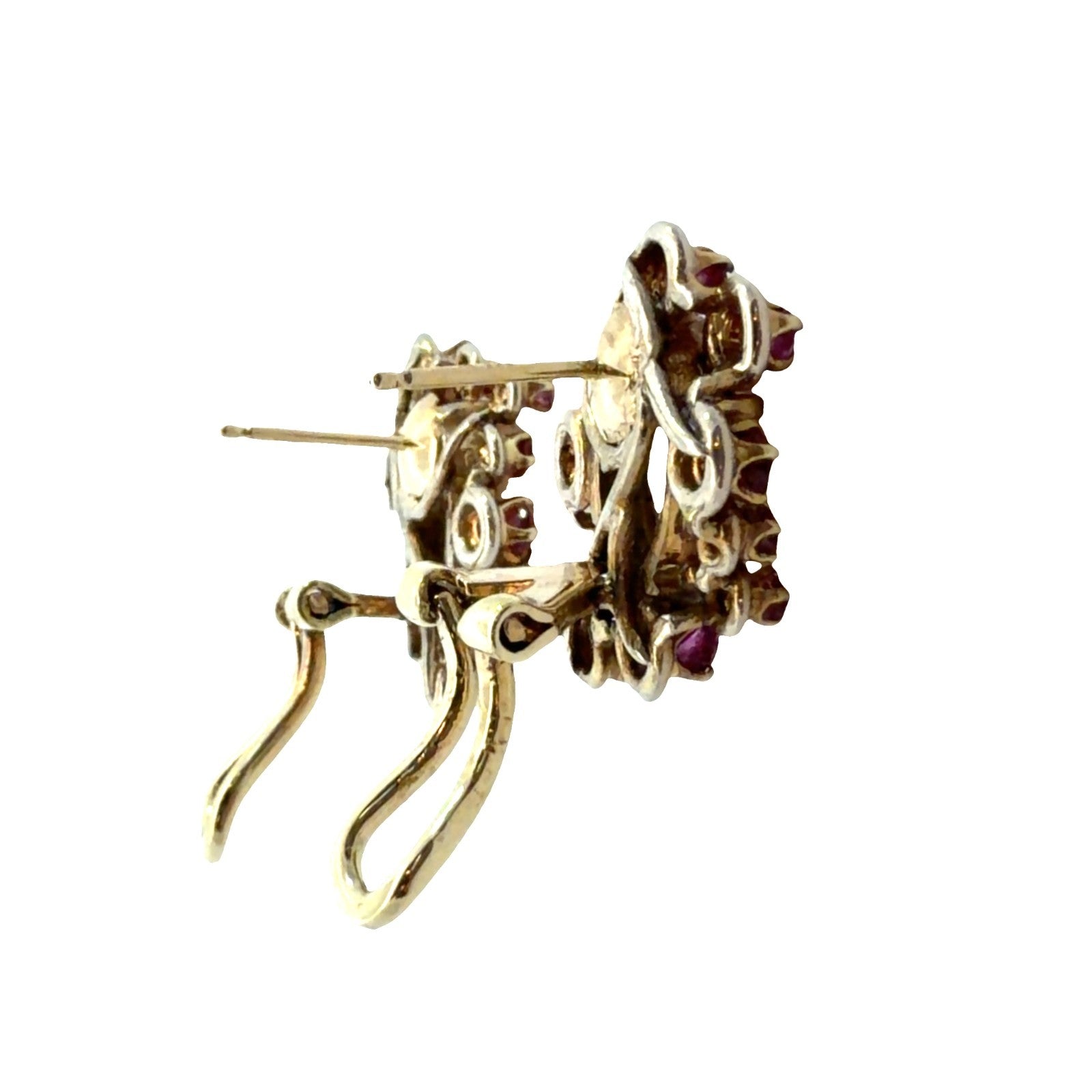 14k Yellow Gold 3.52ctw Ruby and 1.08ctw Opal Pin & Earring Set2