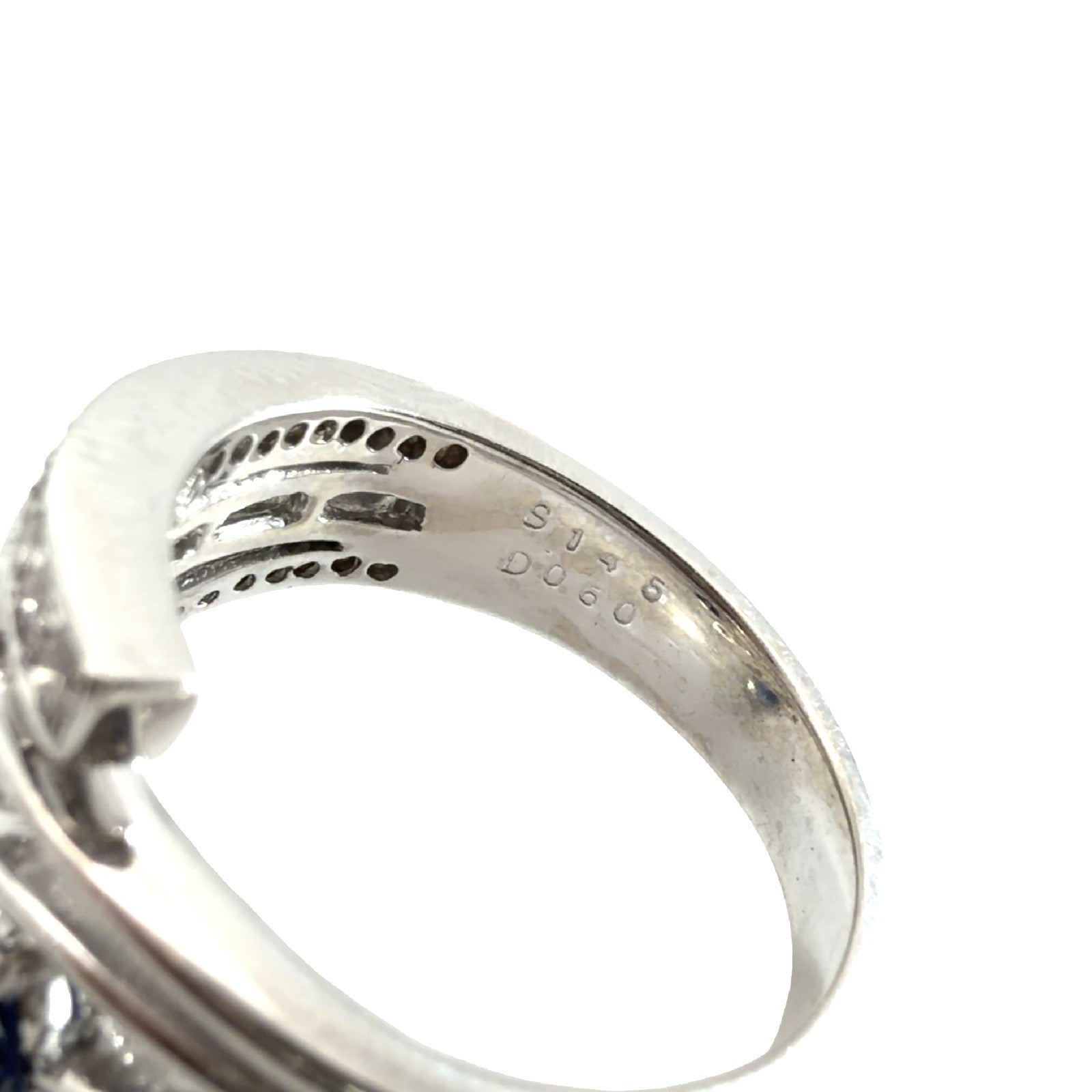 18k White Gold Heart-Shaped 1.45cttw Sapphire & 0.60cttw Diamond Ring Size 6.55