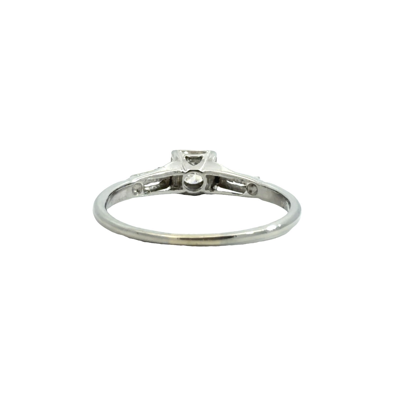 14k White Gold Euro & Baguette Three 0.50cttw Diamond Engagement Ring Size 6.753
