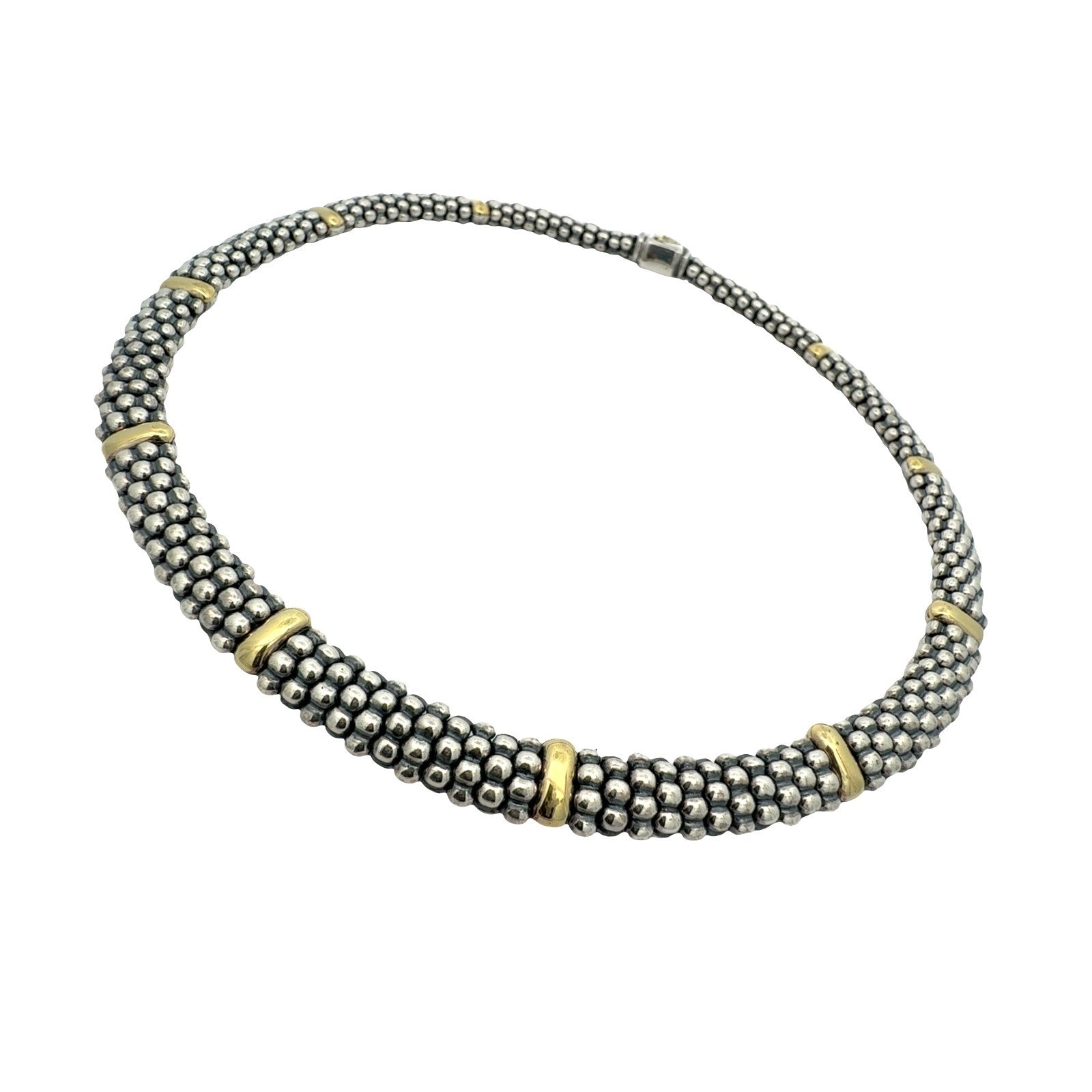 LAGOS Caviar Sterling Silver and 18k Yellow Gold Necklace3