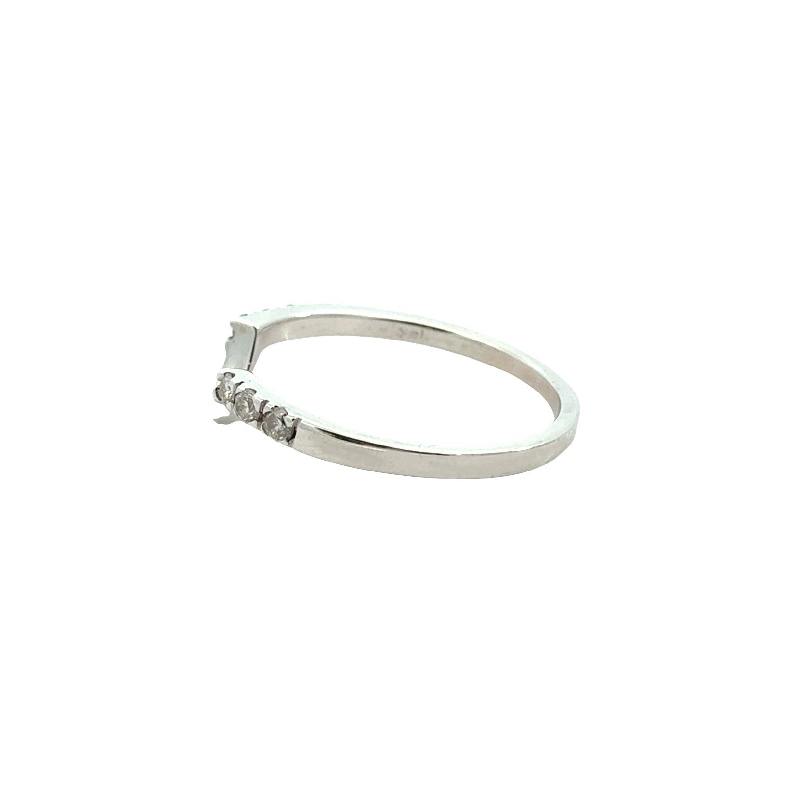 14k White Gold 0.12cttw Diamond Contour Wedding Band Ring6