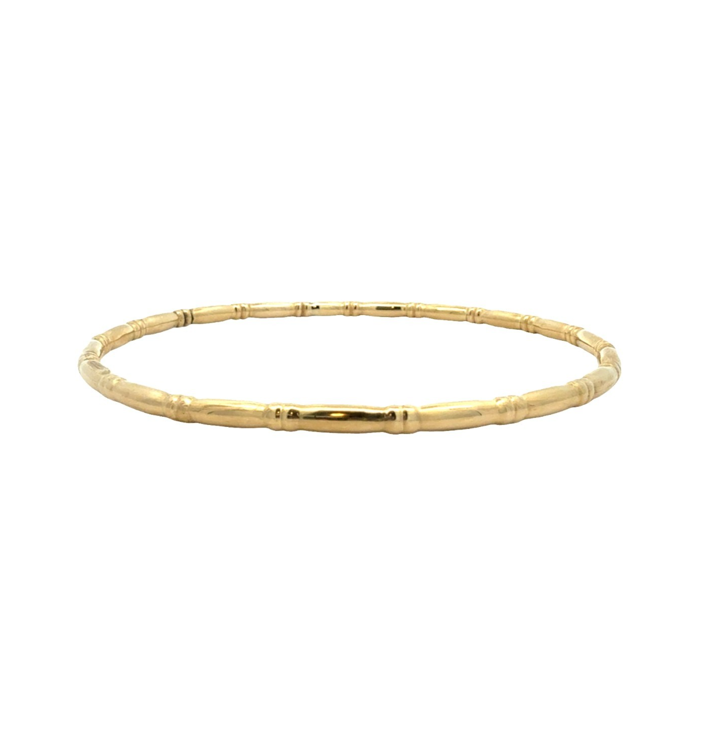 14k Yellow Gold Bamboo Bangle Bracelet 8"0