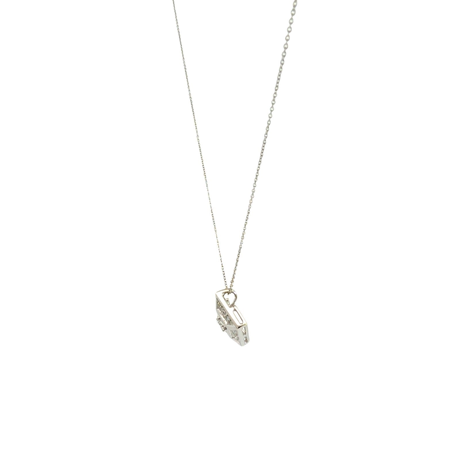 14k White Gold and 0.18cttw Diamond Geometric Pendant Necklace2