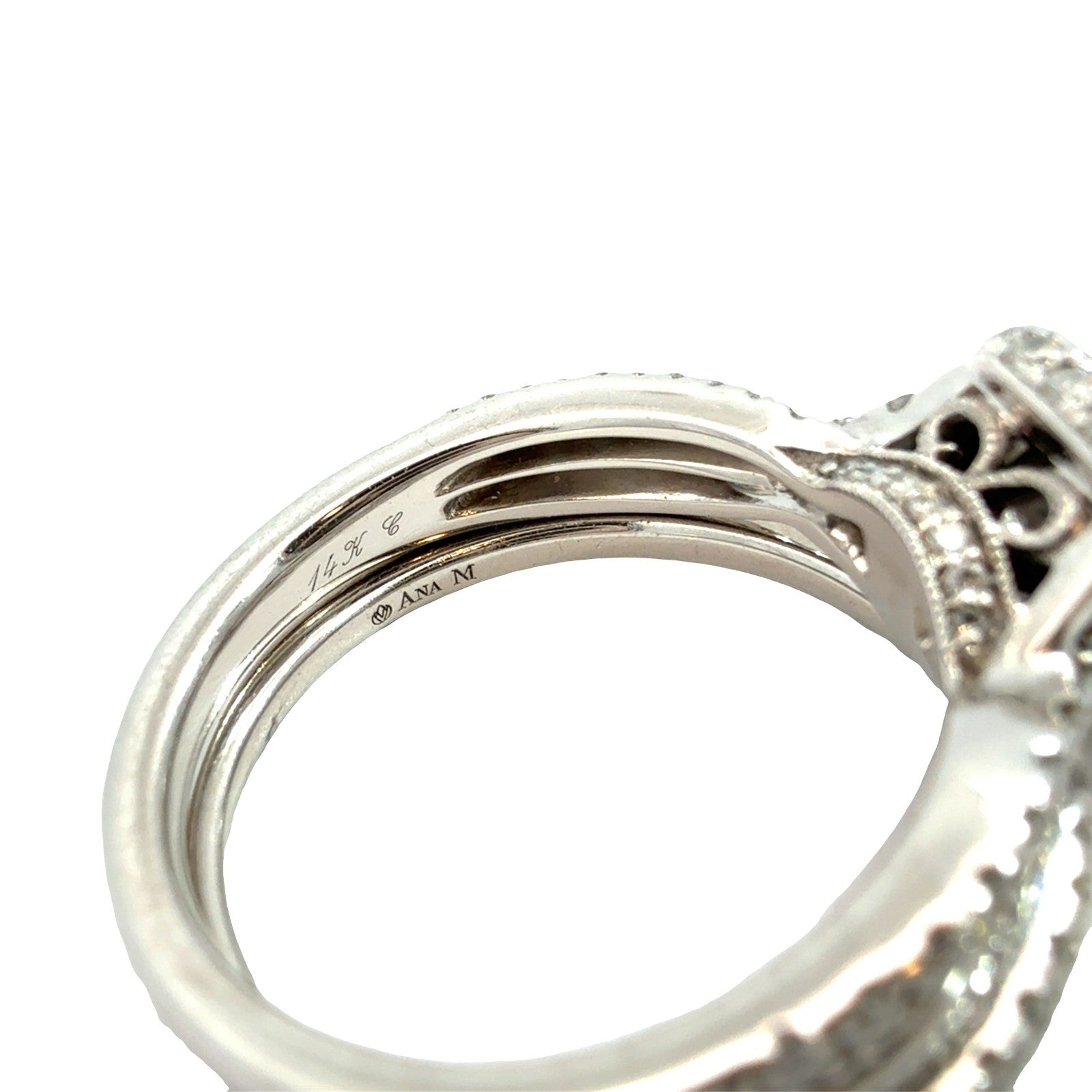 Neil Lane 14k White Gold 1.37cttw Radiant Diamond Halo Engagement Ring & AM Band5