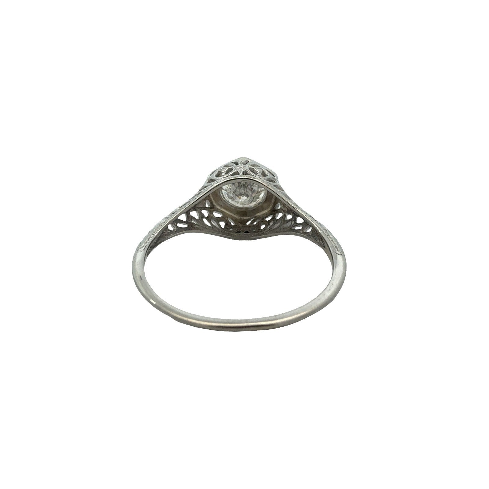 Art Deco 10k White Gold 0.53cttw Diamond Engagement Ring Size 5.753