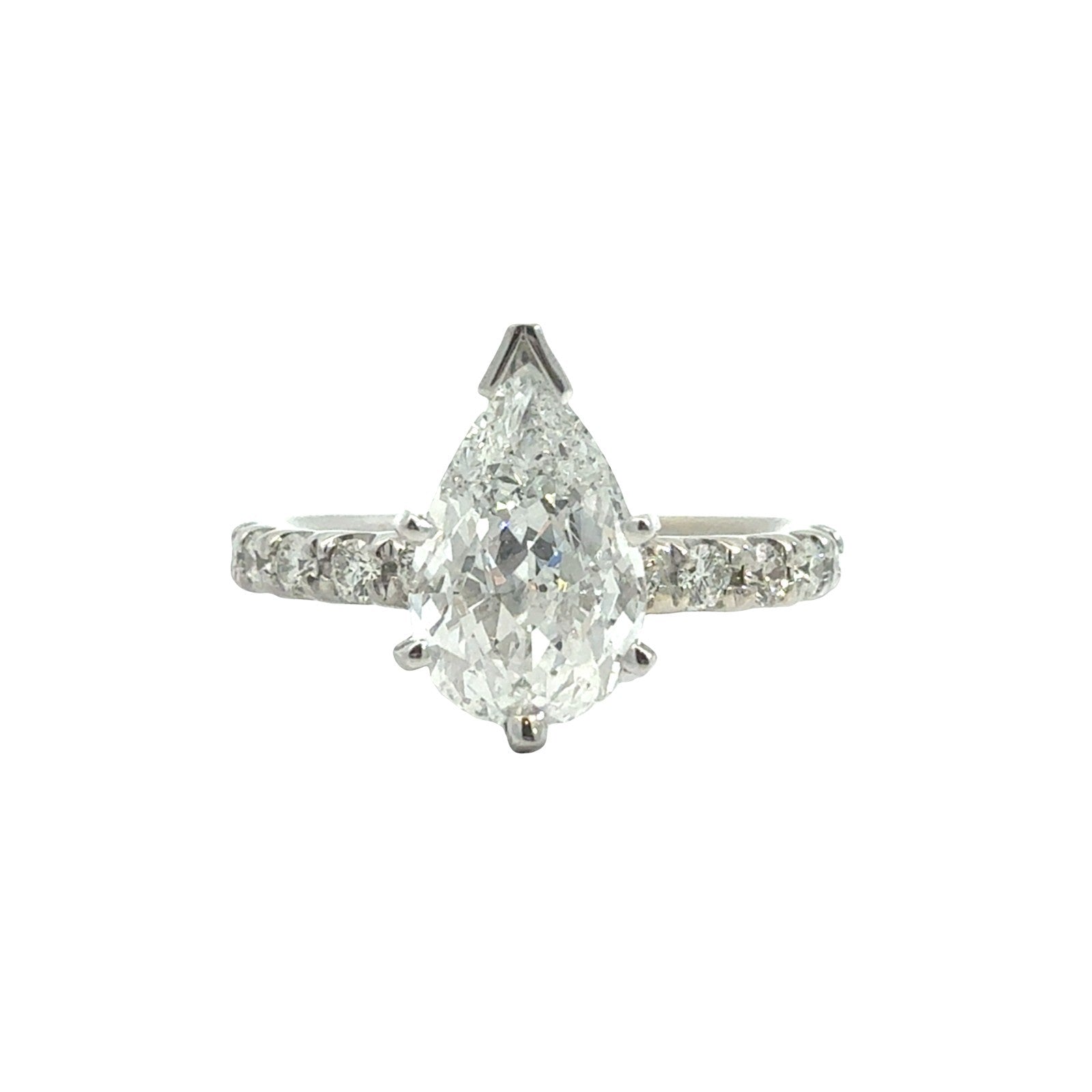 14k White Gold Pear Cut 1.71cttw (1.30tcw) Diamond Pave Band Engagement Ring0