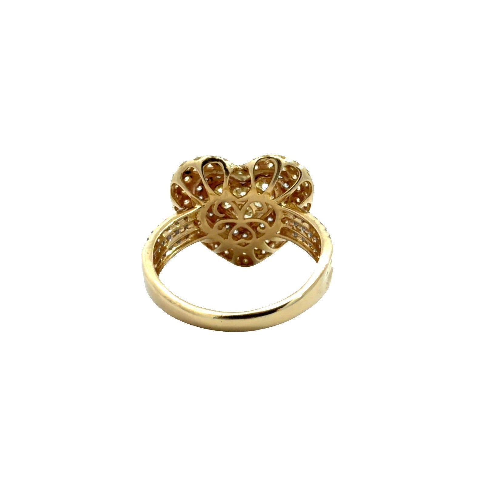 14k Yellow Gold Heart Cocktail Ring With 1.95cttw Yellow & White Diamonds 7.252