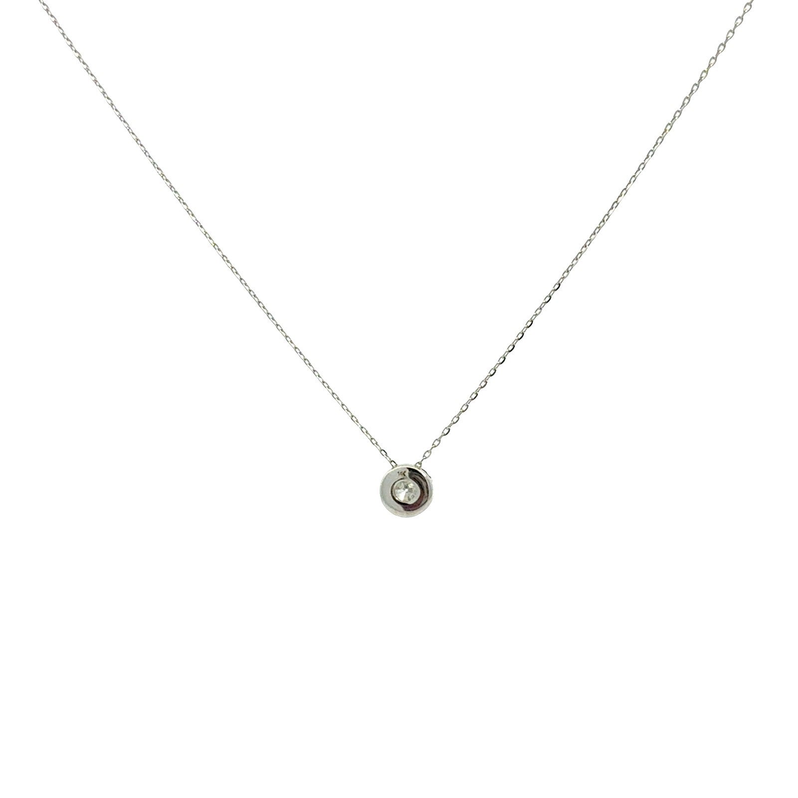 14k White Gold and 0.46cttw Diamond Bezel Set Solitaire Pendant Necklace3