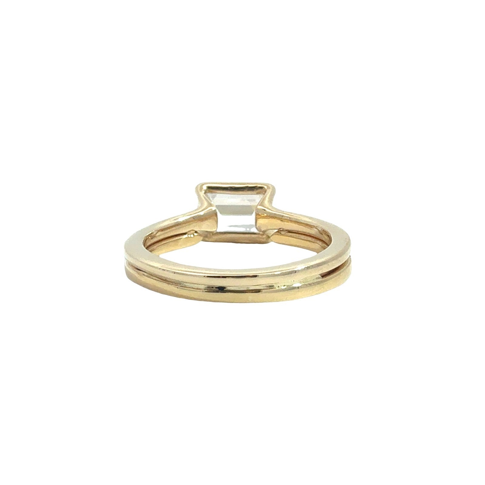 14k YG East-West Emerald-Cut 1.08tcw Diamond Engagement Ring & 18k 0.10cttw Band3