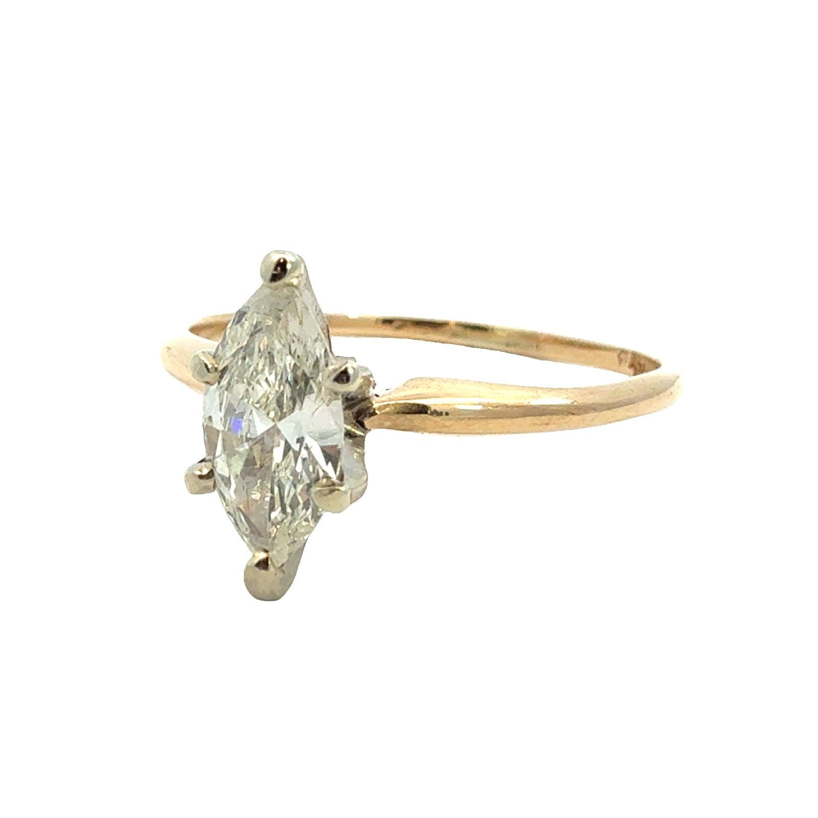 Vintage 14k YG 0.54ctw Marquise Diamond Engagement Ring & 0.28ctw Enhancer Band6