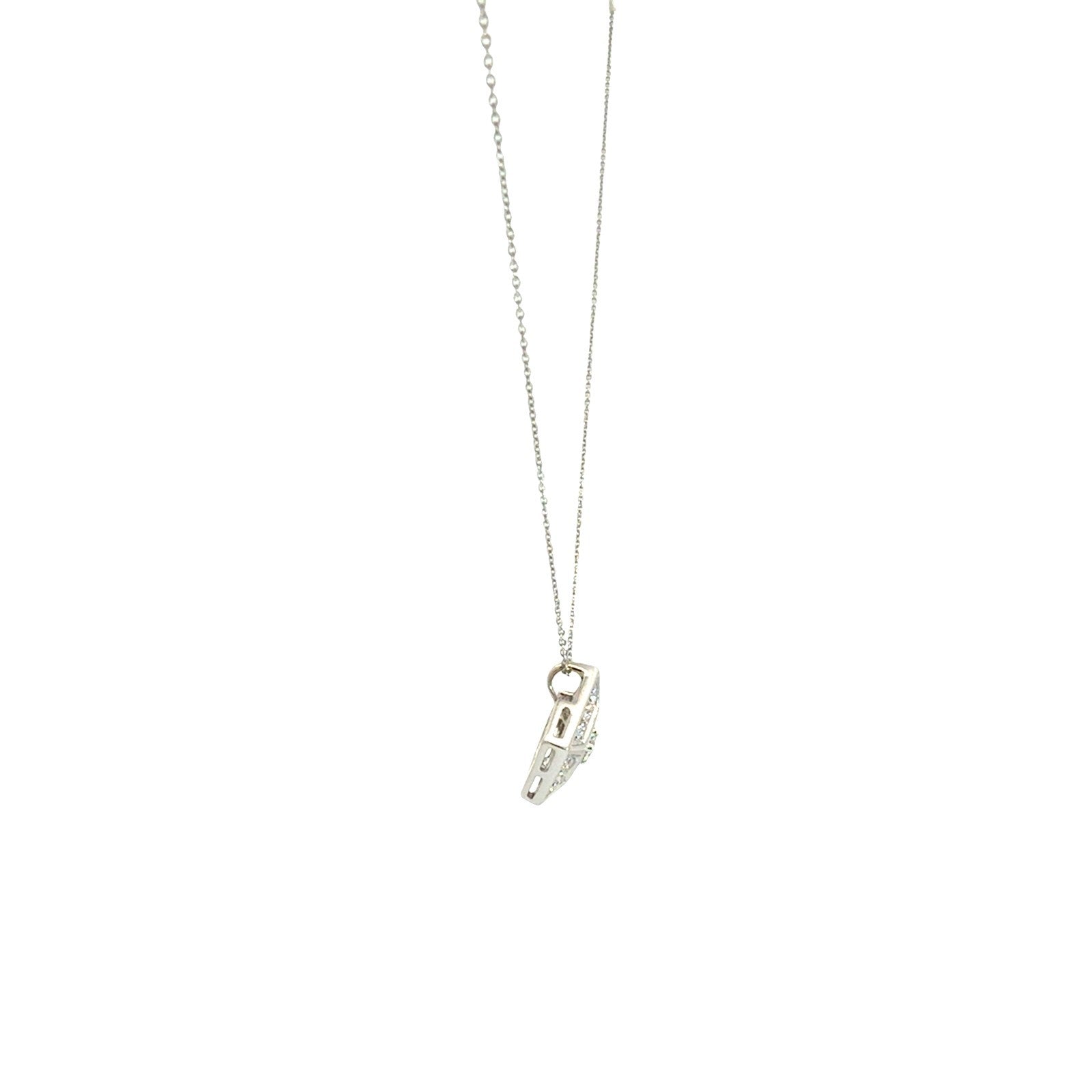 14k White Gold and 0.18cttw Diamond Geometric Pendant Necklace4