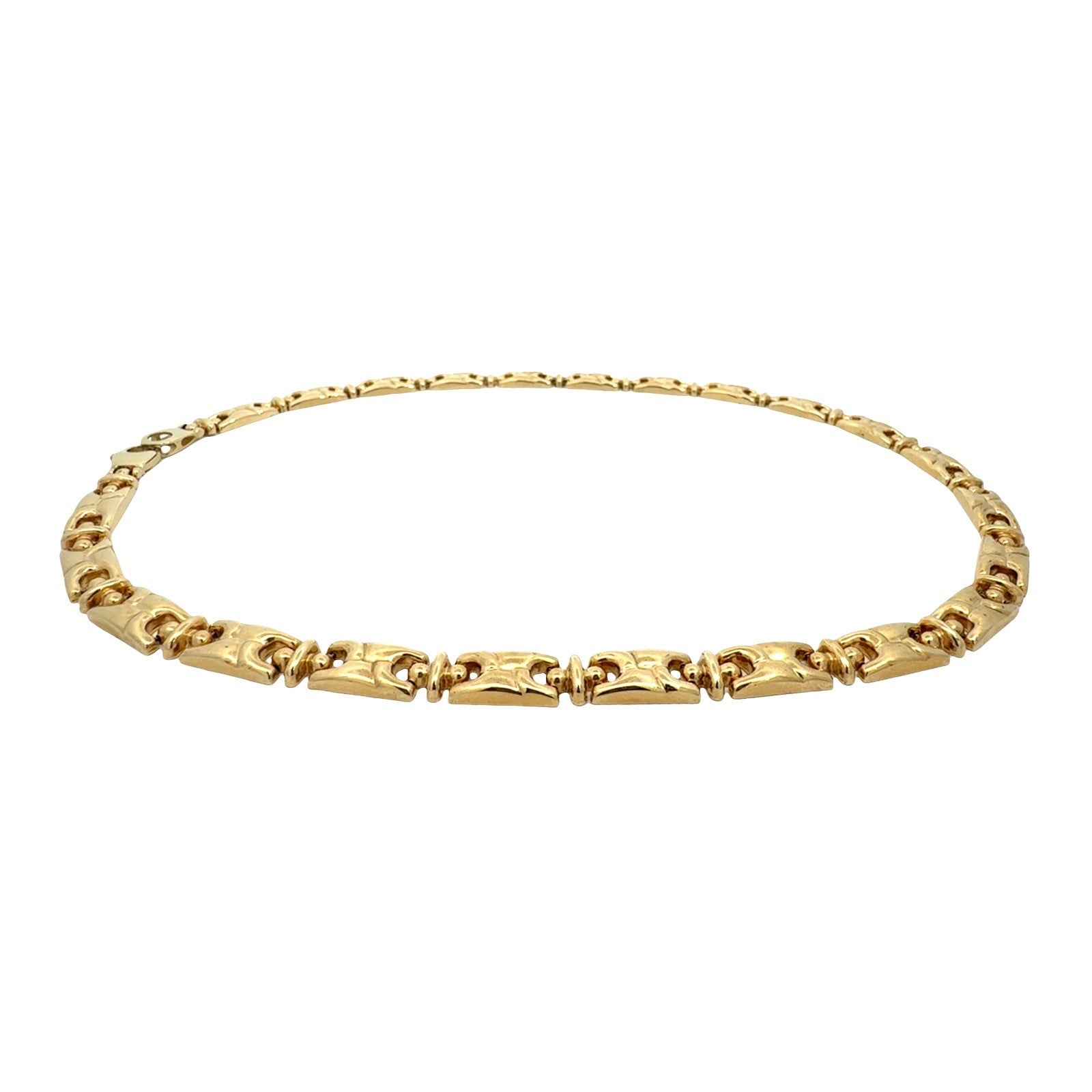 14k Yellow Gold Geometric Link Chain Necklace2
