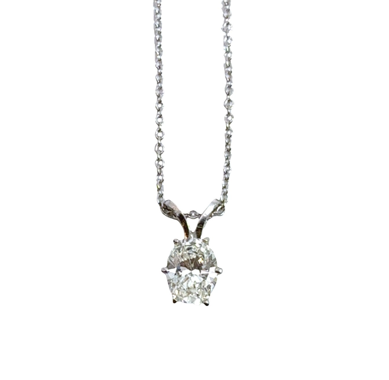 14k White Gold 0.75ctw Diamond Solitaire Necklace0