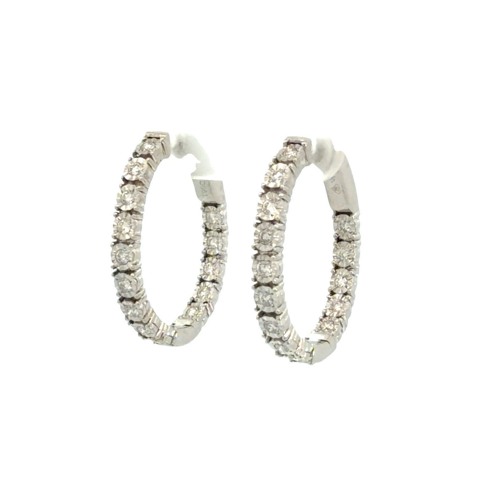 14k White Gold 0.51ctw Diamond Pavé Hoop Earrings1