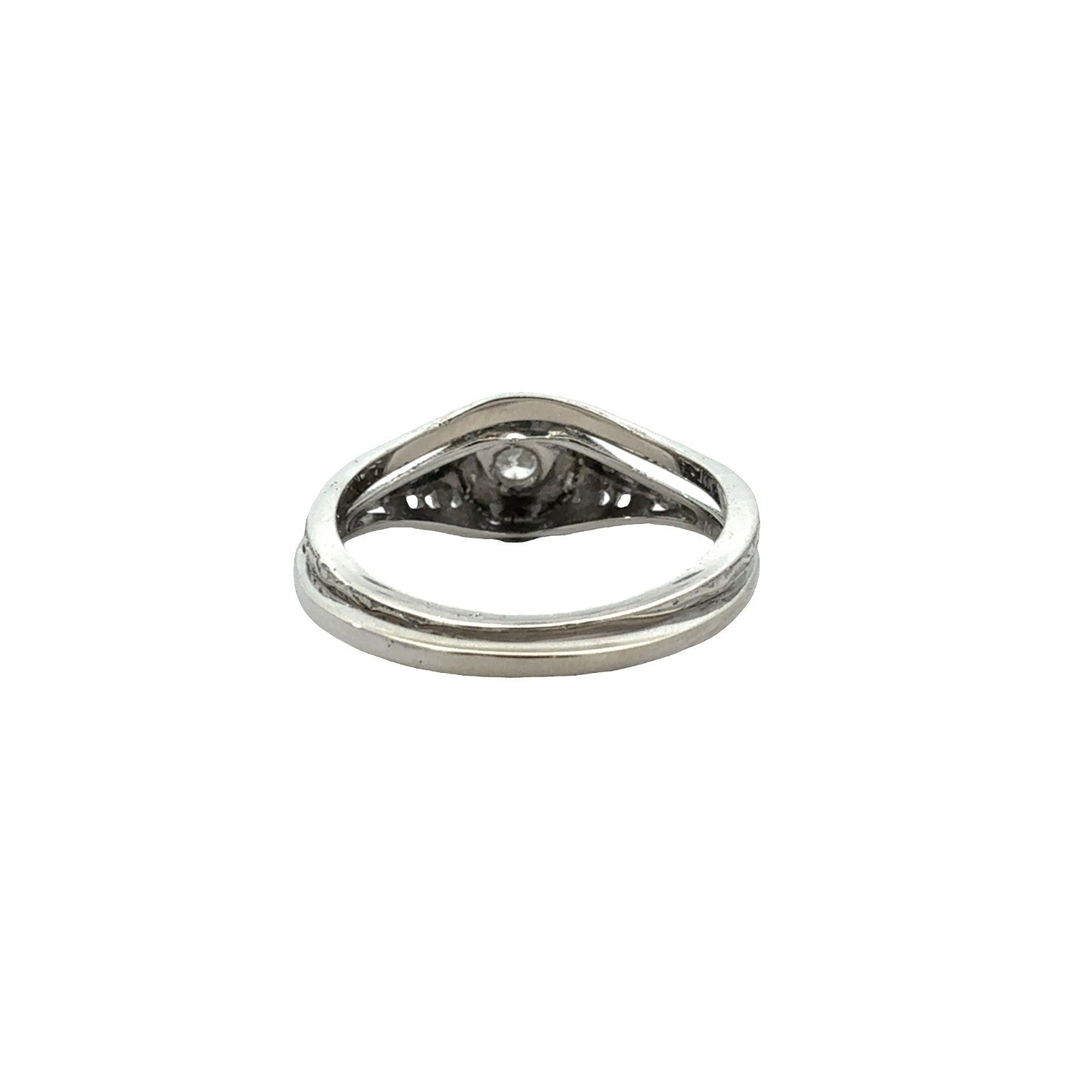 Vintage 14k White Gold 0.23ctw Diamond Engagement & Wedding Ring Set Size 5.55
