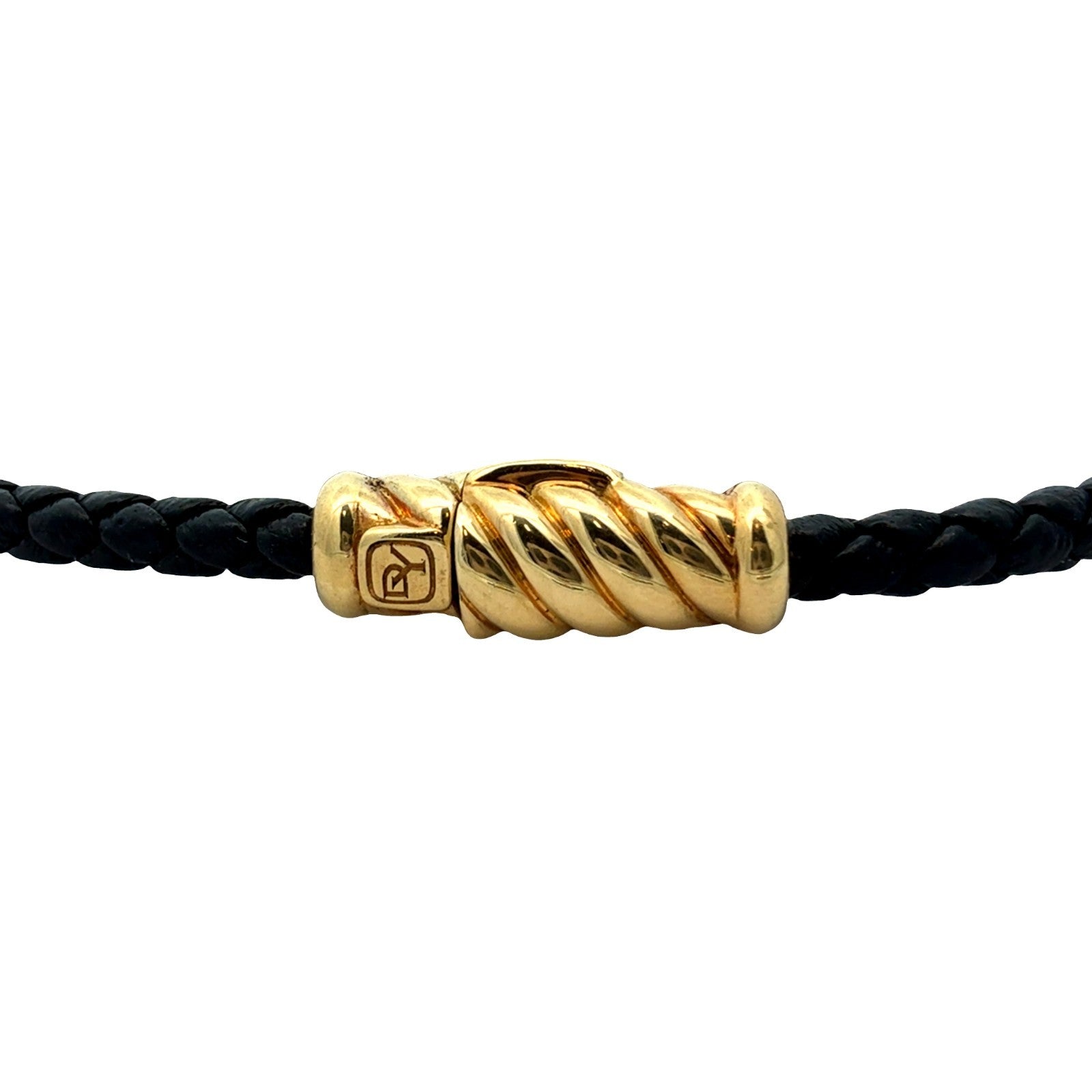David Yurman 18k Yellow Gold and Leather Chevron Cable Bracelet4