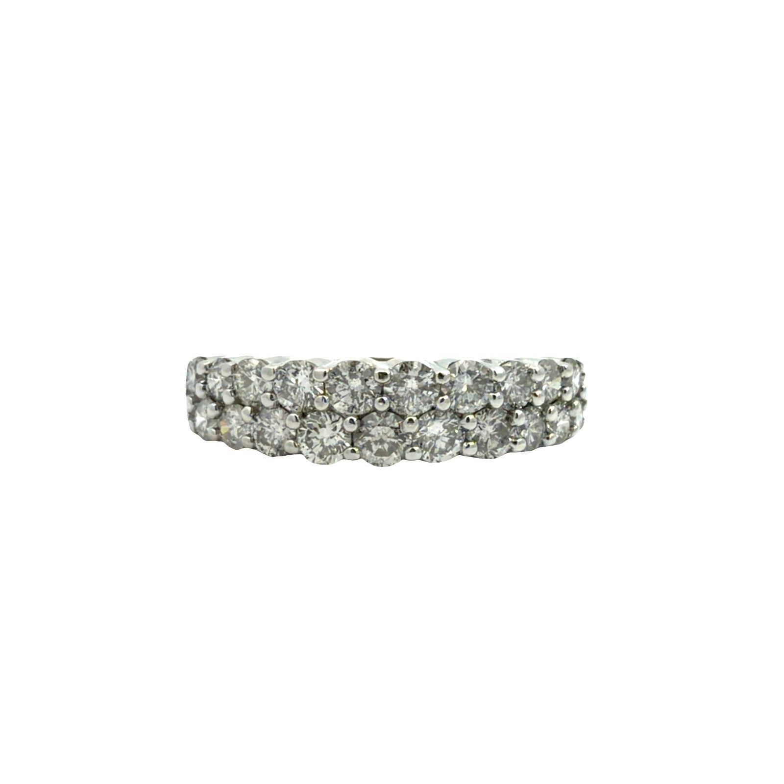 14k White Gold Double-Row 0.92cttw Diamond Band Ring Size 60