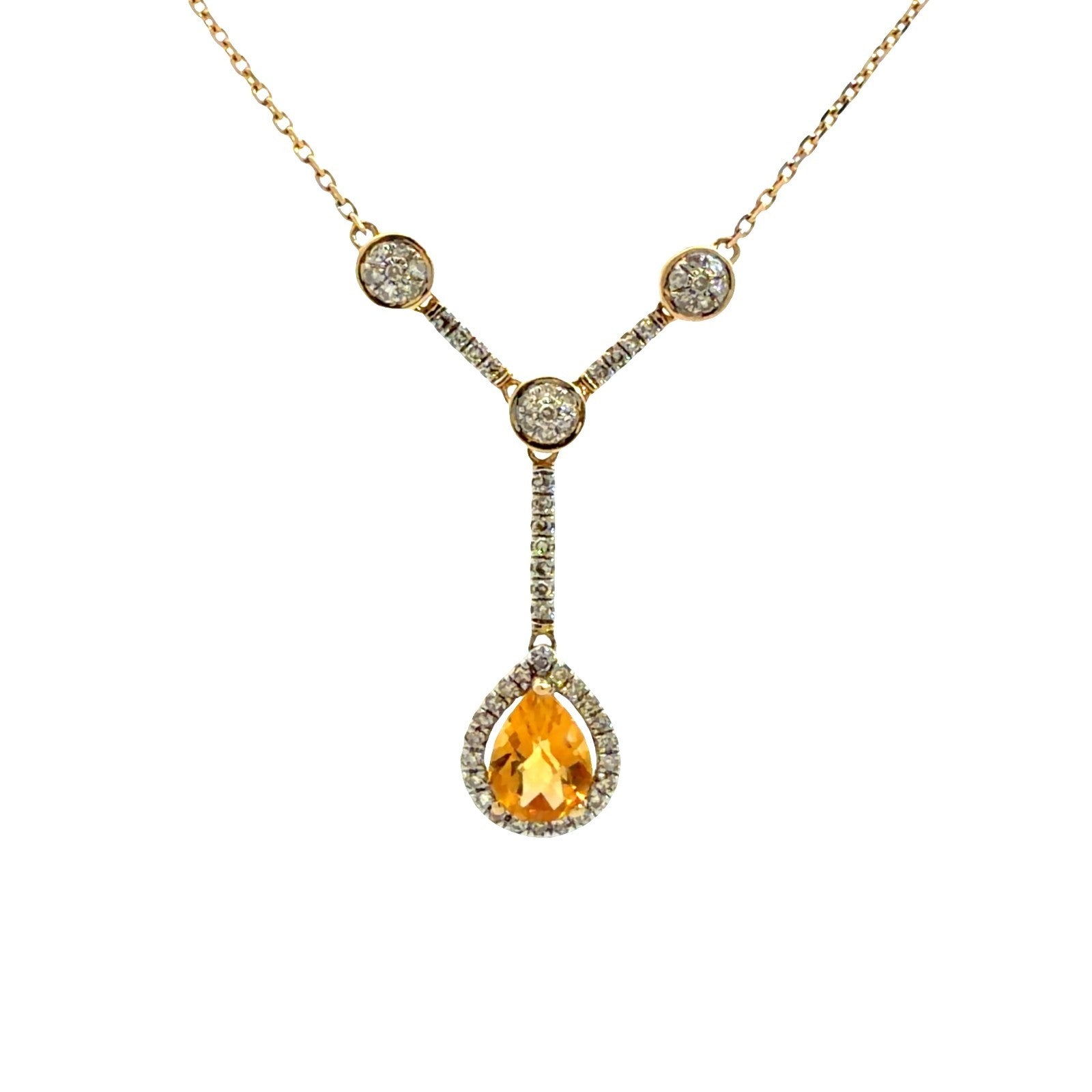14k Yellow Gold Pendant Necklace with 1.17ctw Citrine and 0.36ctw Diamond5