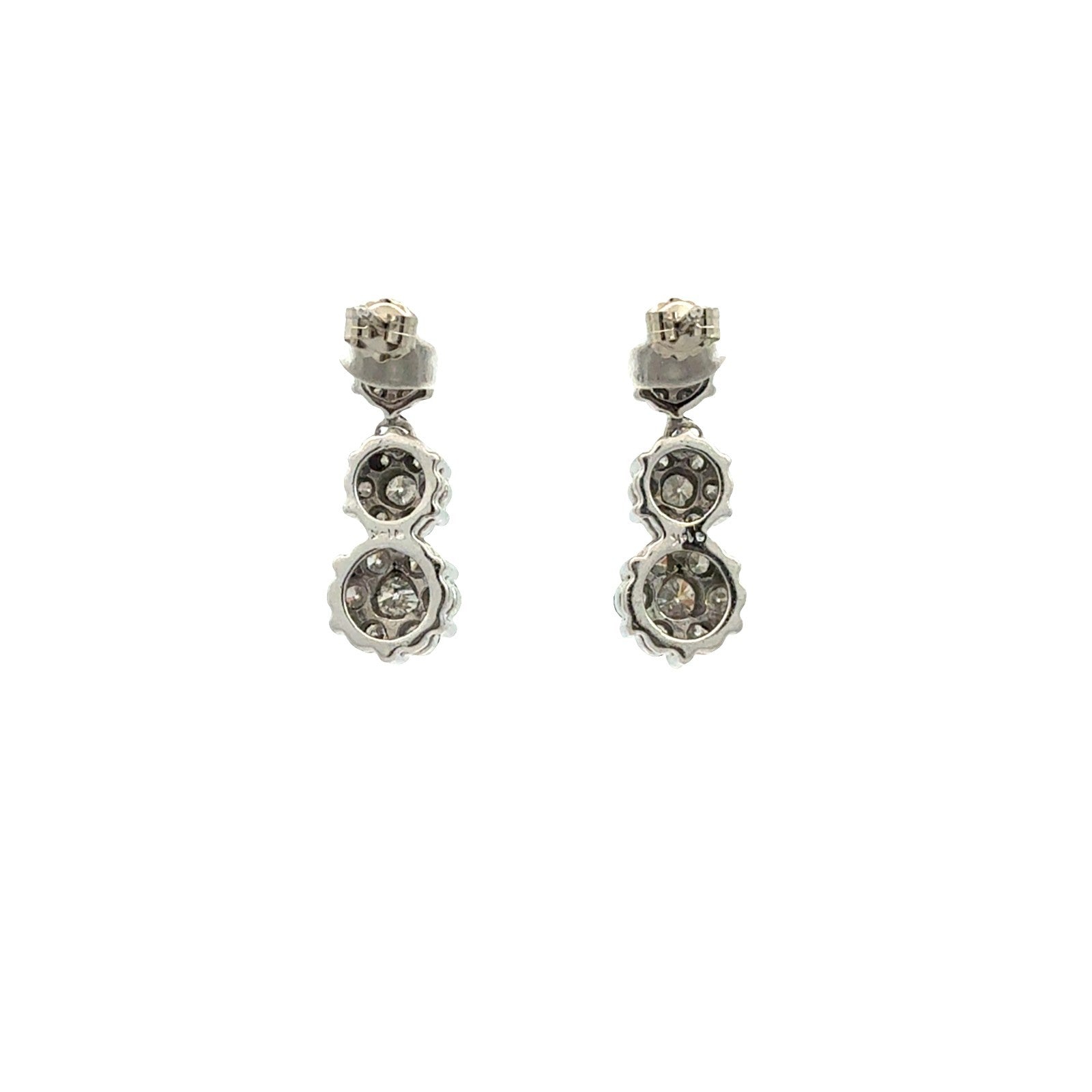14k White Gold and 1.89ctw Diamond Tiered Floral Drop Earrings3