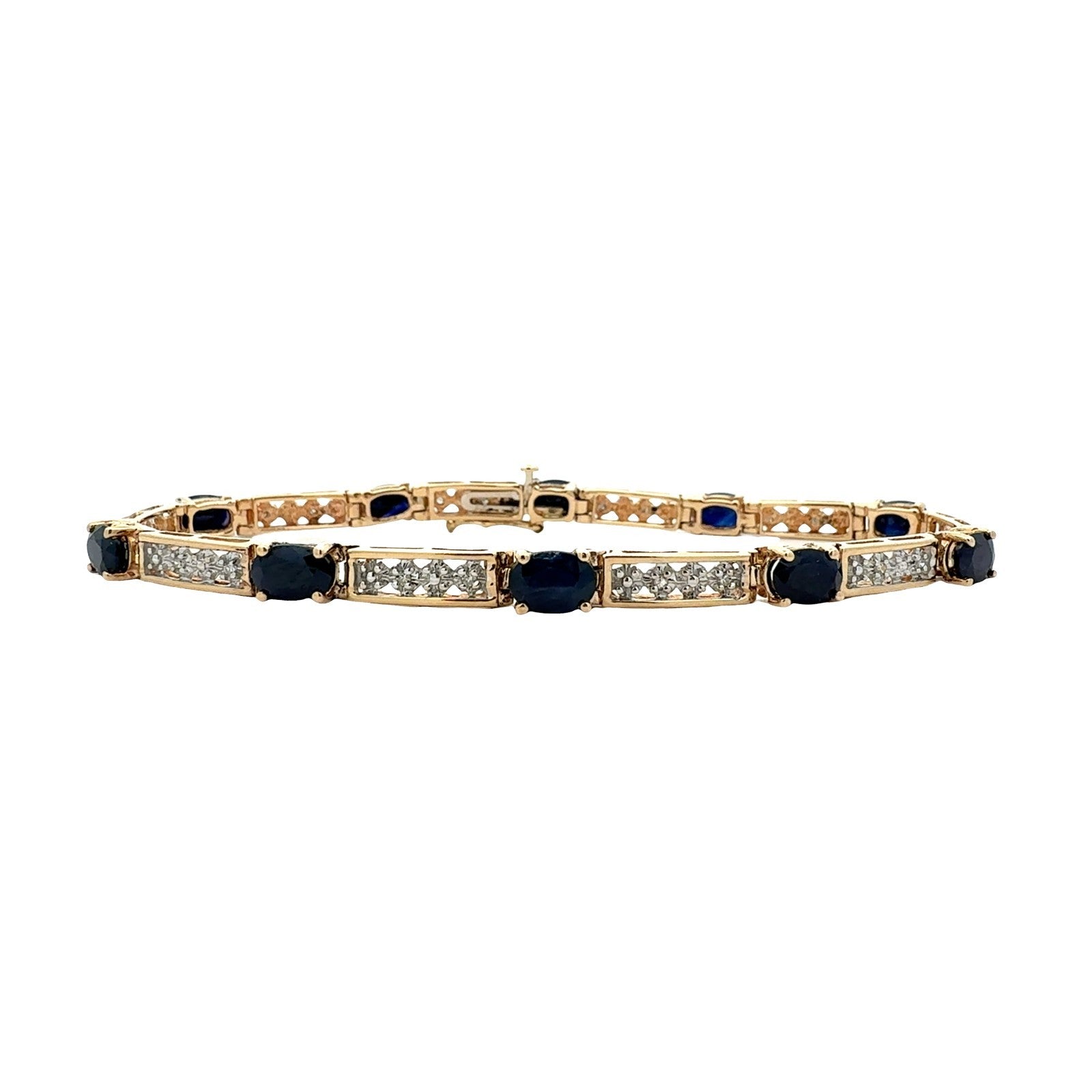 10k Yellow Gold 5.48cttw Sapphire and 0.13cttw Diamond Bracelet0