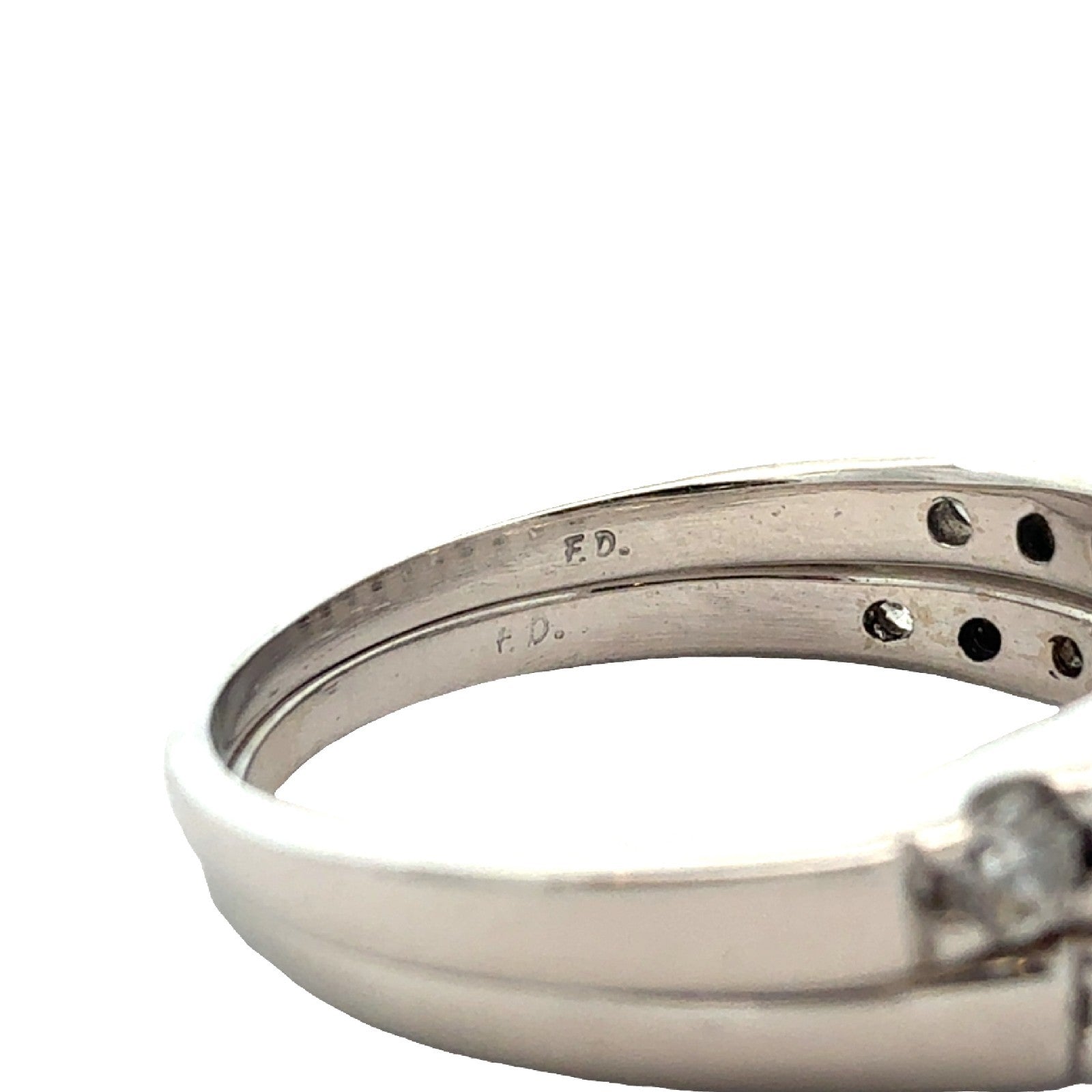 14k White Gold and 1.48ctw (0.58ctw) Diamond Bridal Set Size 6.755