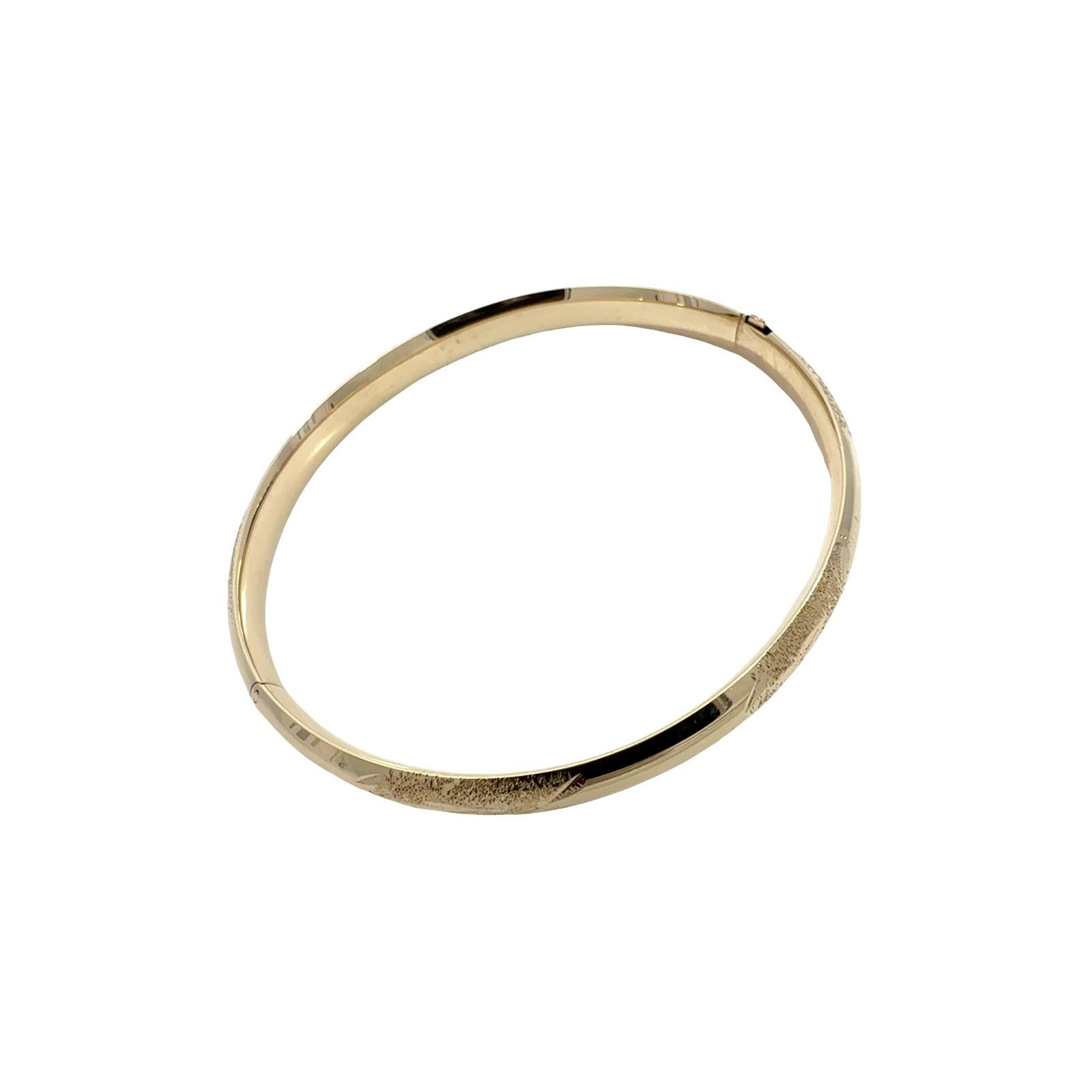 14k Yellow Gold Textured Hinged Bangle Bracelet1