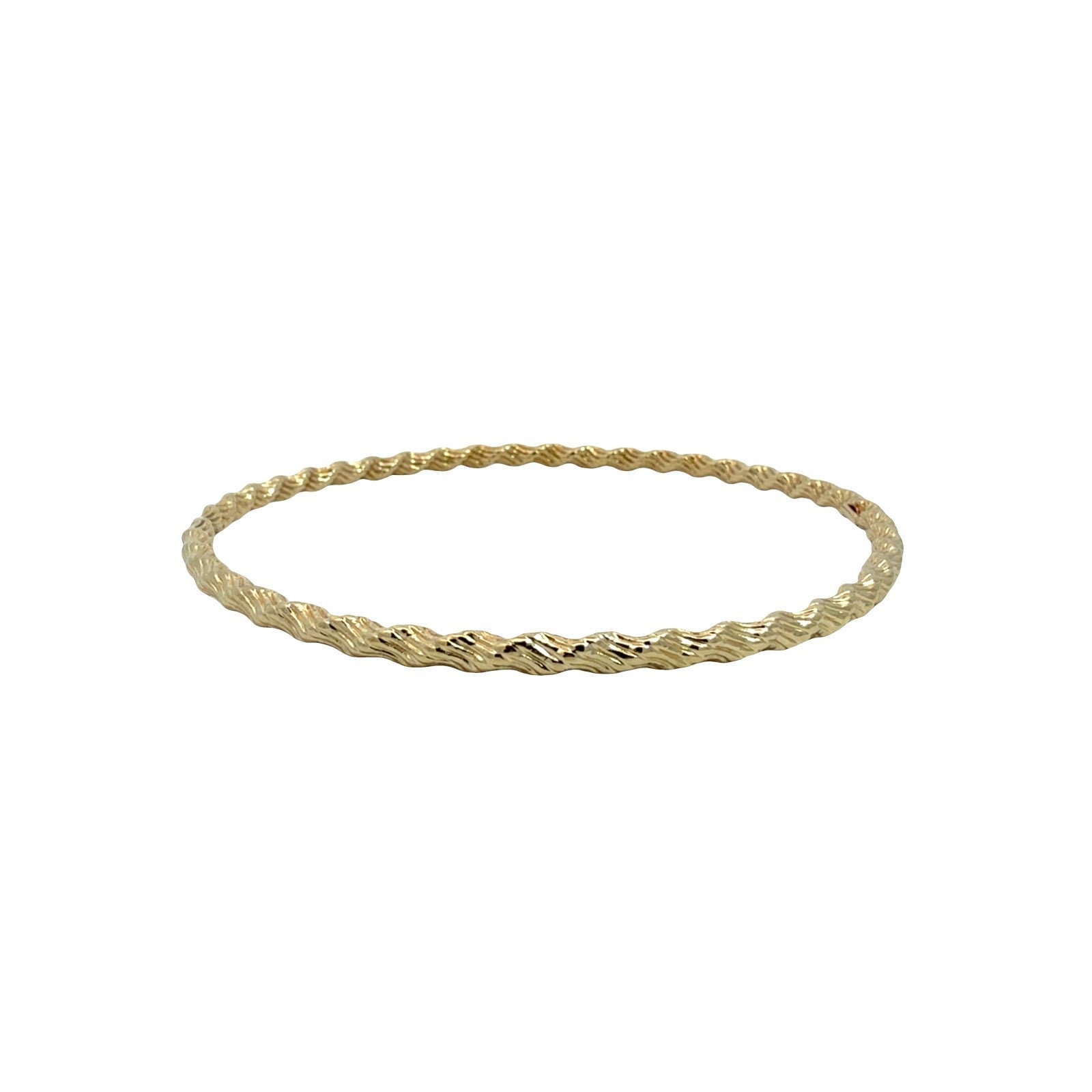 14k Yellow Gold Textured Twisted Bangle Bracelet2