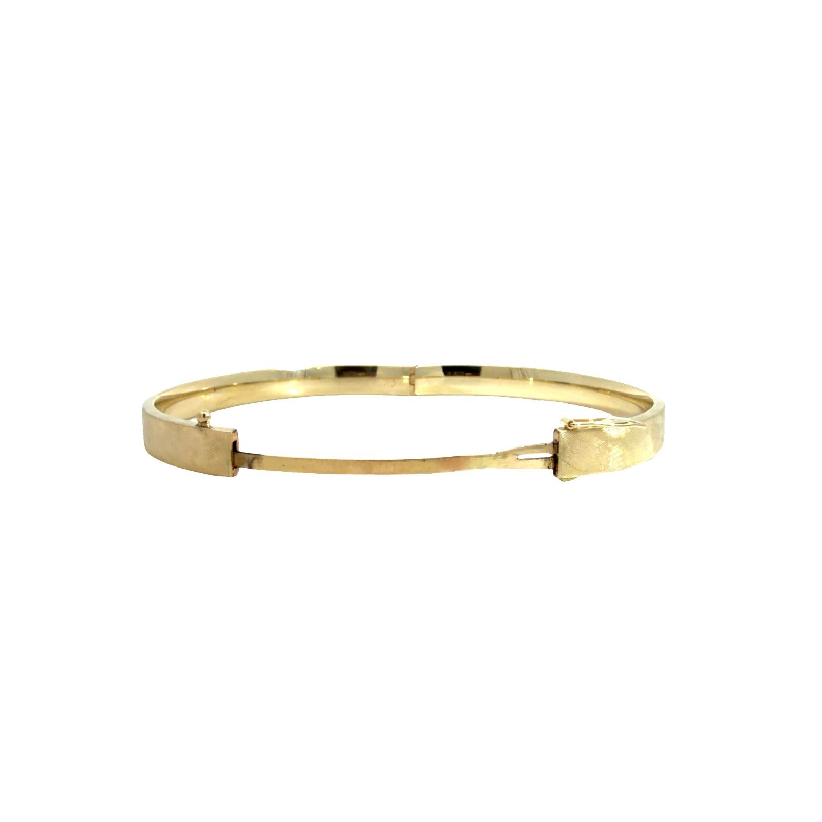 13k Yellow Gold Textured Hinged Bangle Bracelet 6.5"5
