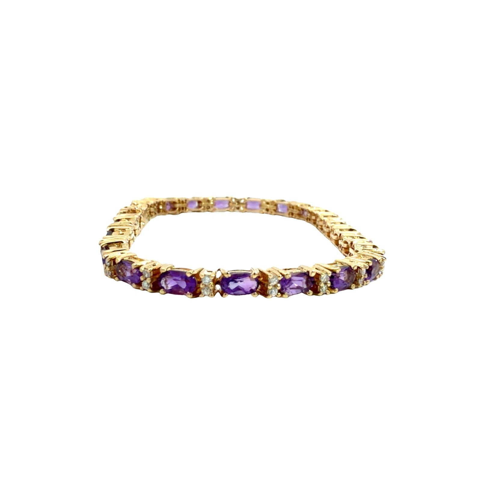 14k Yellow Gold Tennis Bracelet with 3.75ctw Amethyst and 0.50ctw Diamonds2