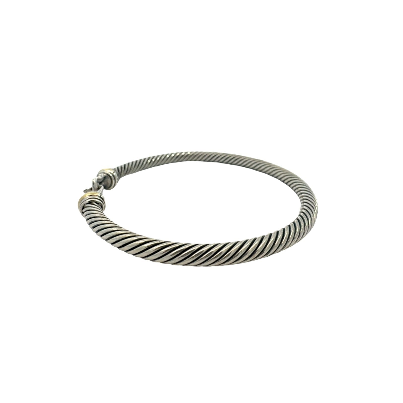 David Yurman Sterling Silver 18k Yellow Gold Buckle Classic Cable Bracelet 5