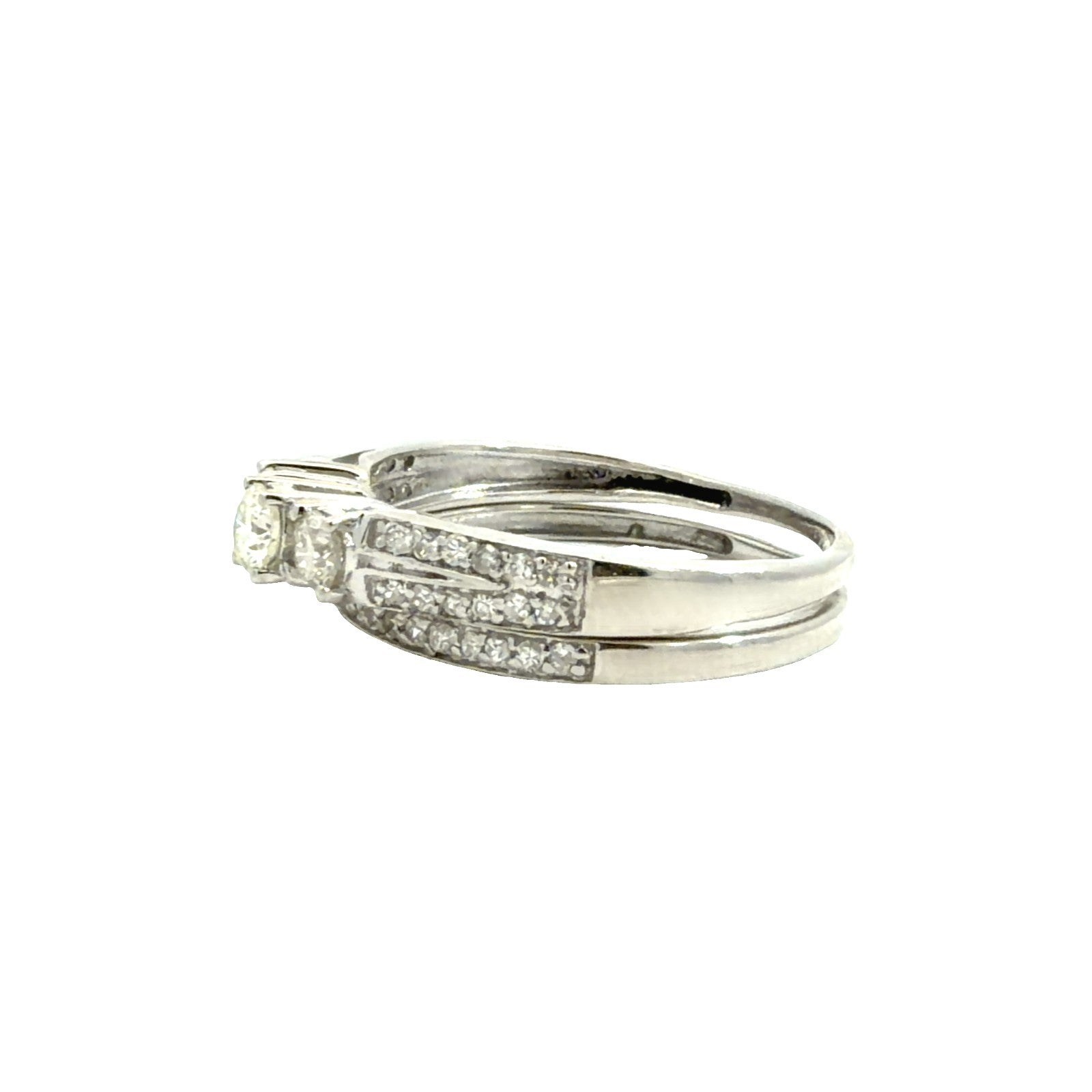 14k White Gold & 0.28cttw Diamond Bridal Ring Set Size 5.5 & 62