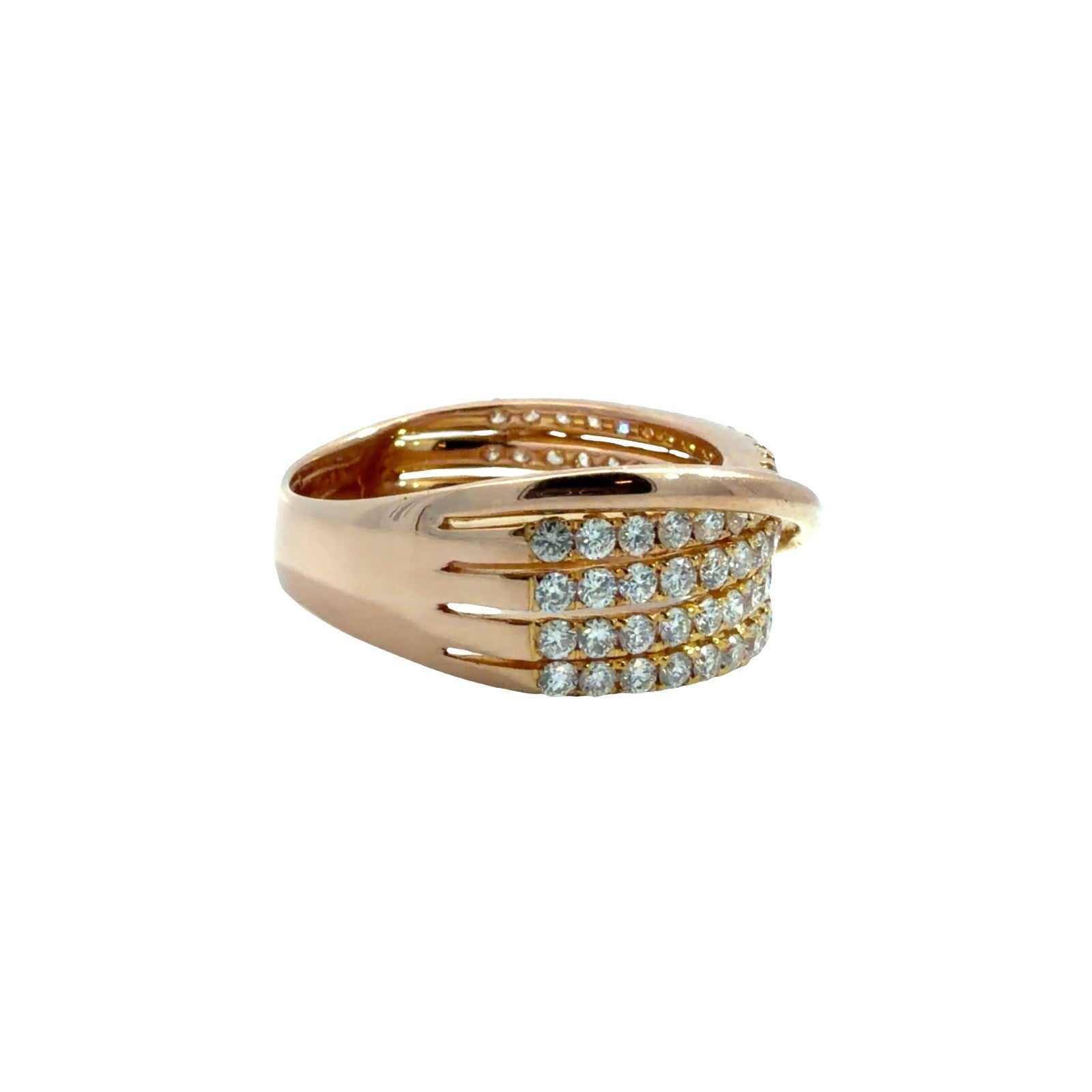 18k Rose Gold 1.47cttw Pave Diamond Crossover Band Ring Size 71