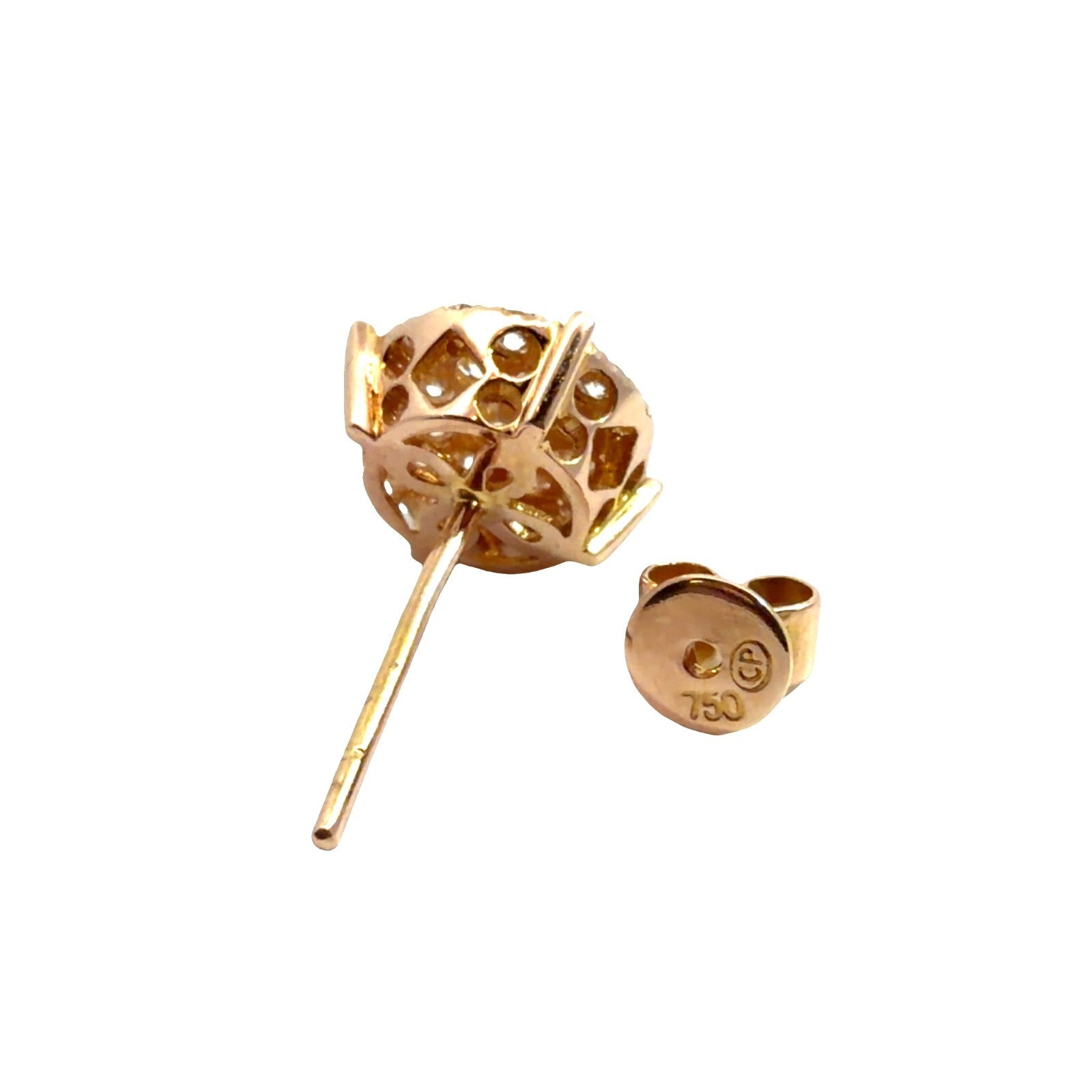 18k Yellow Gold 0.81ctw Diamond Cluster Stud Earrings3