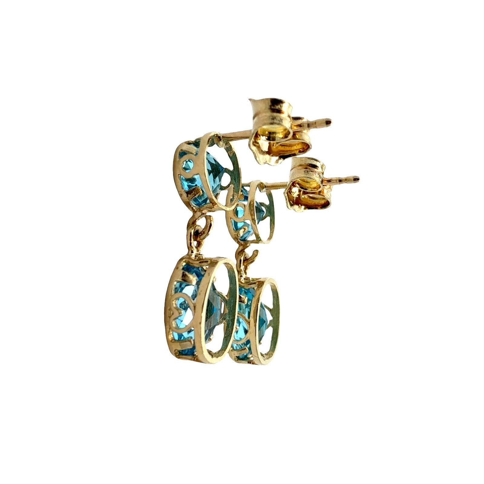14k Yellow Gold and 2.52cttw Blue Topaz Drop Earrings2